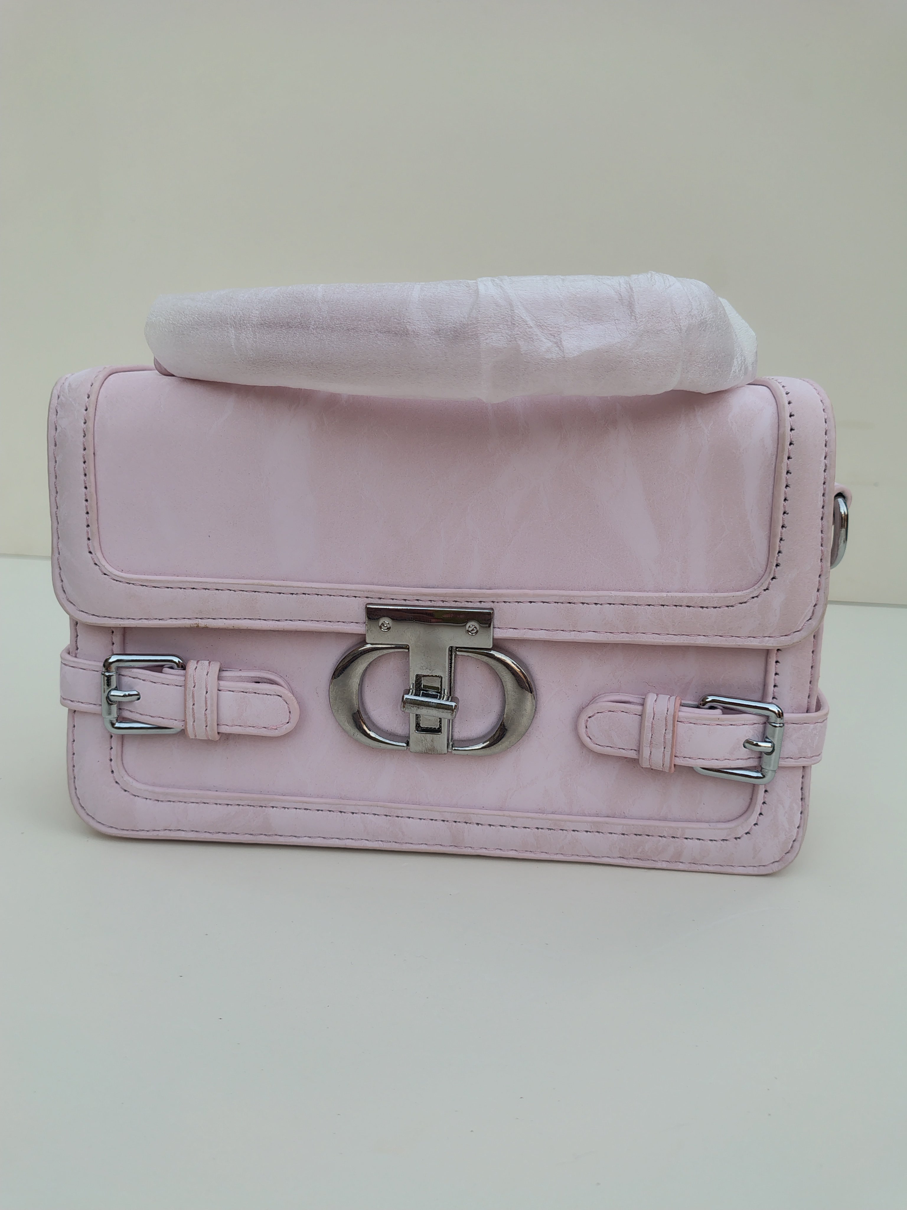 Blush Pink Buckle Handbag – Structured Mini Satchel