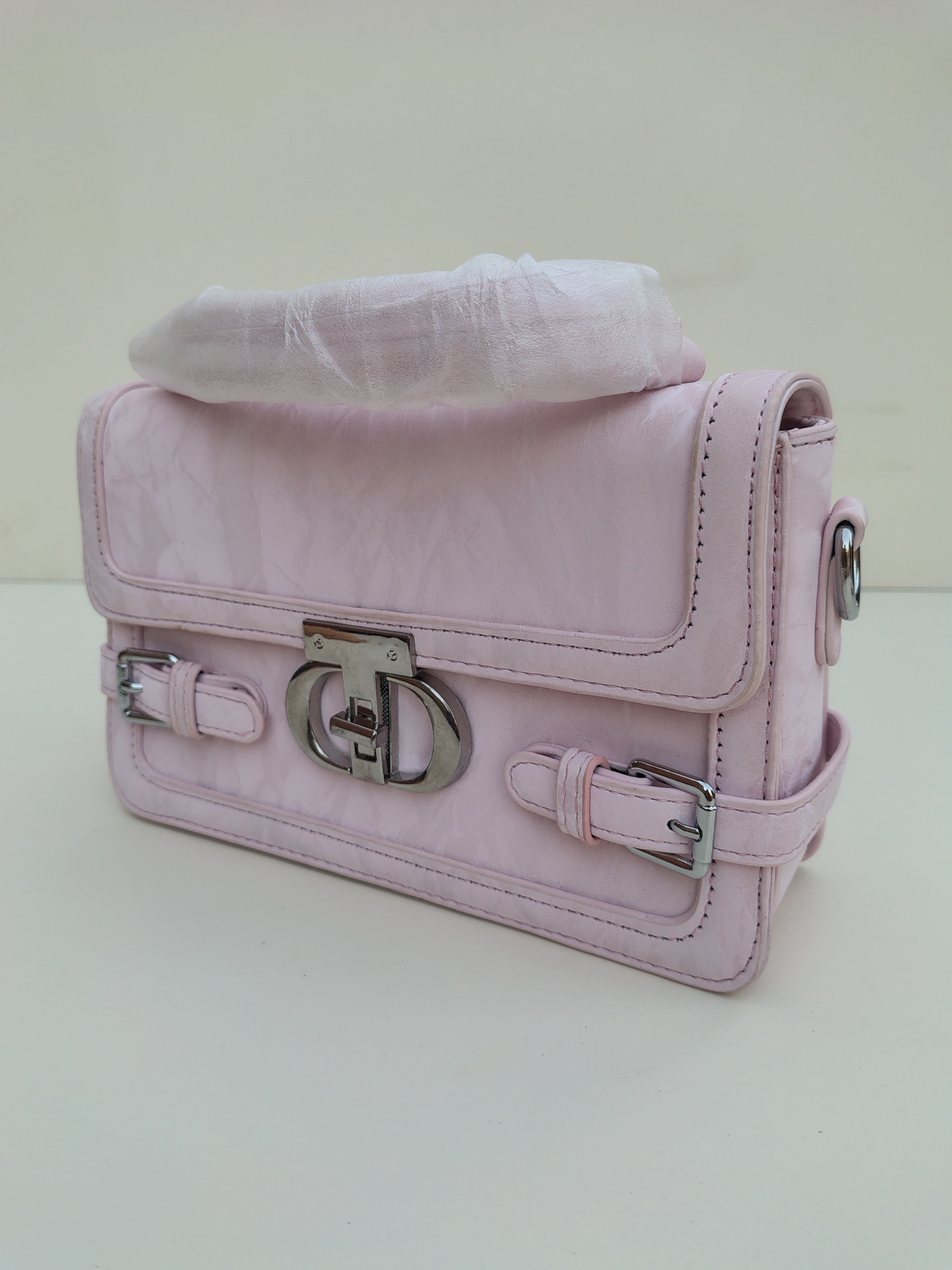 Blush Pink Buckle Handbag – Structured Mini Satchel
