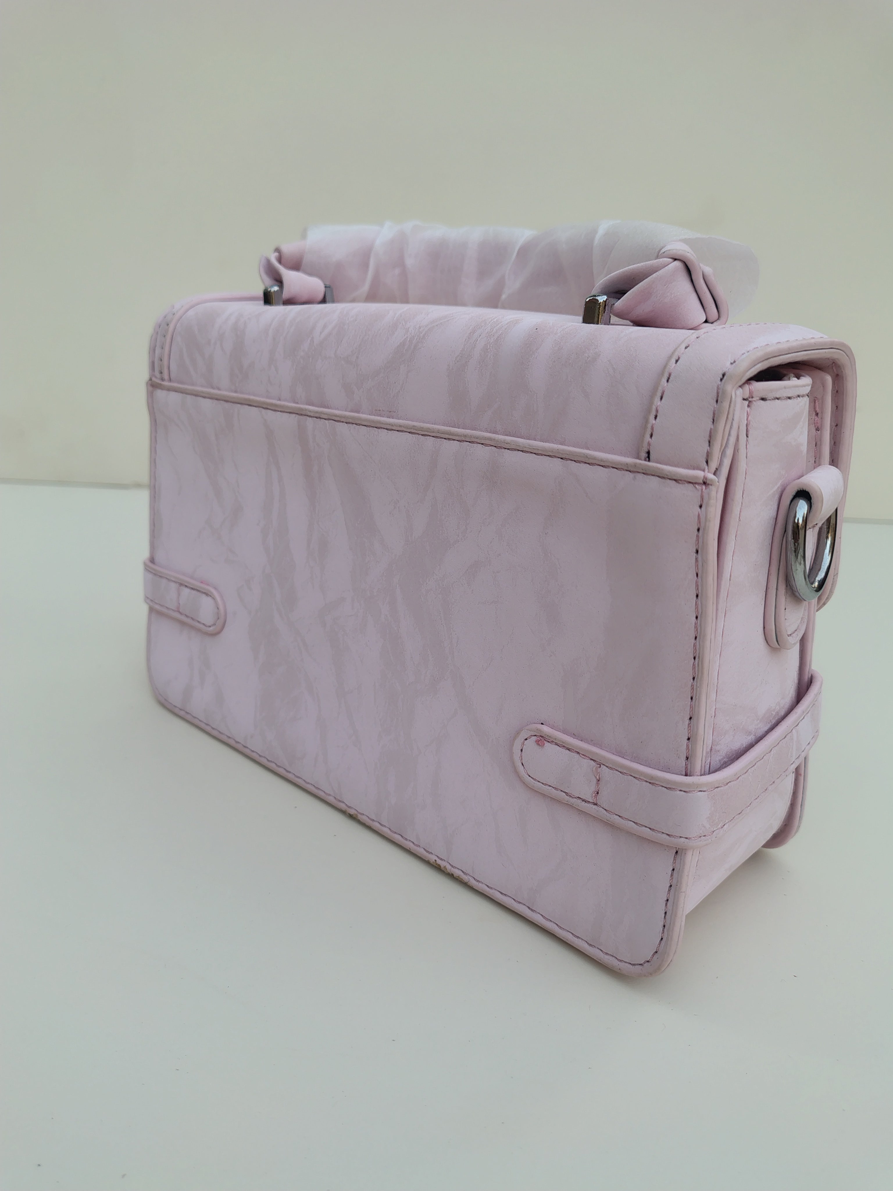 Blush Pink Buckle Handbag – Structured Mini Satchel