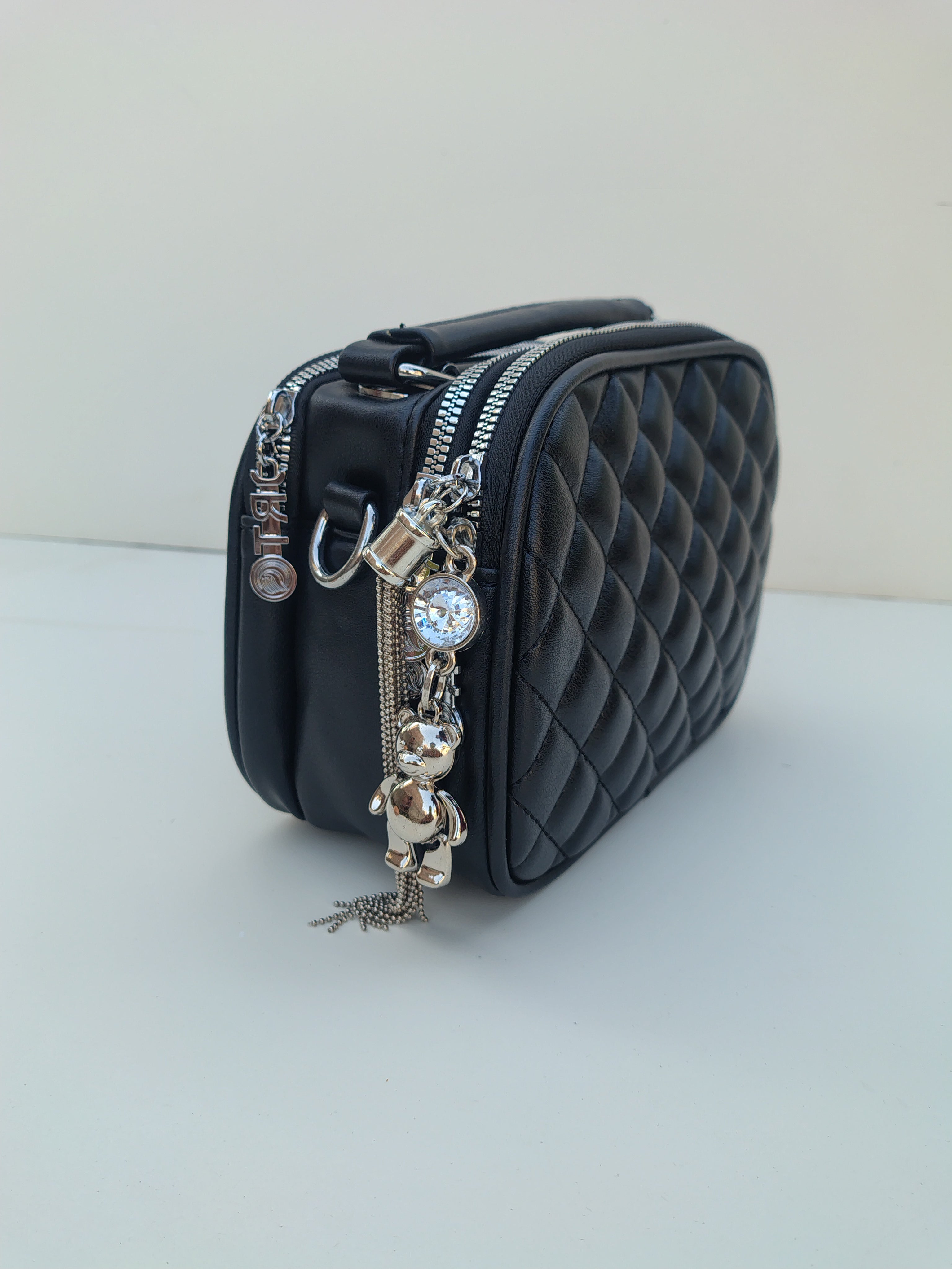 Black Quilted Mini Handbag – Chain Tassel Crossbody
