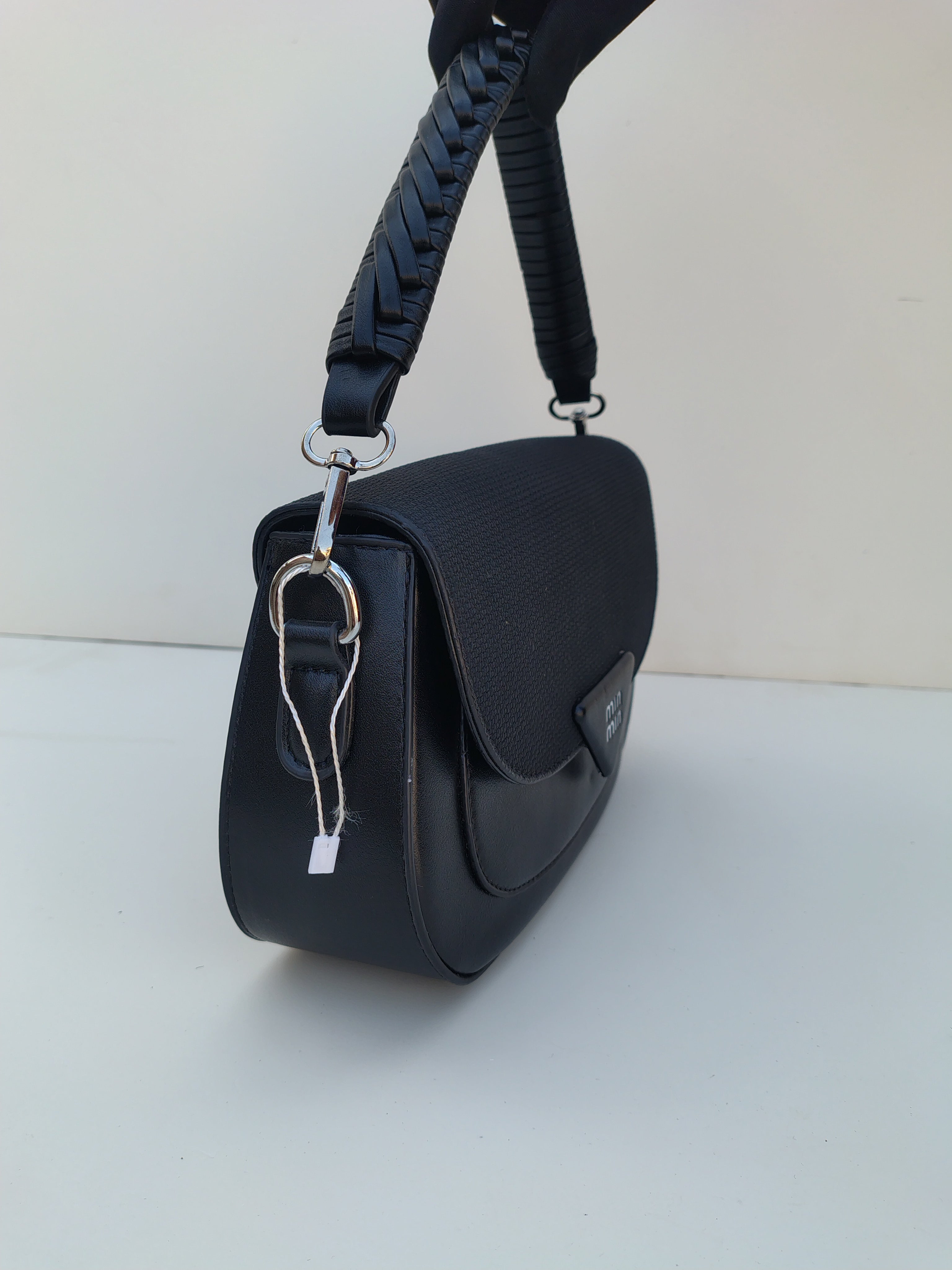 Black Shoulder Handbag – MinMin Design with Textured Flap