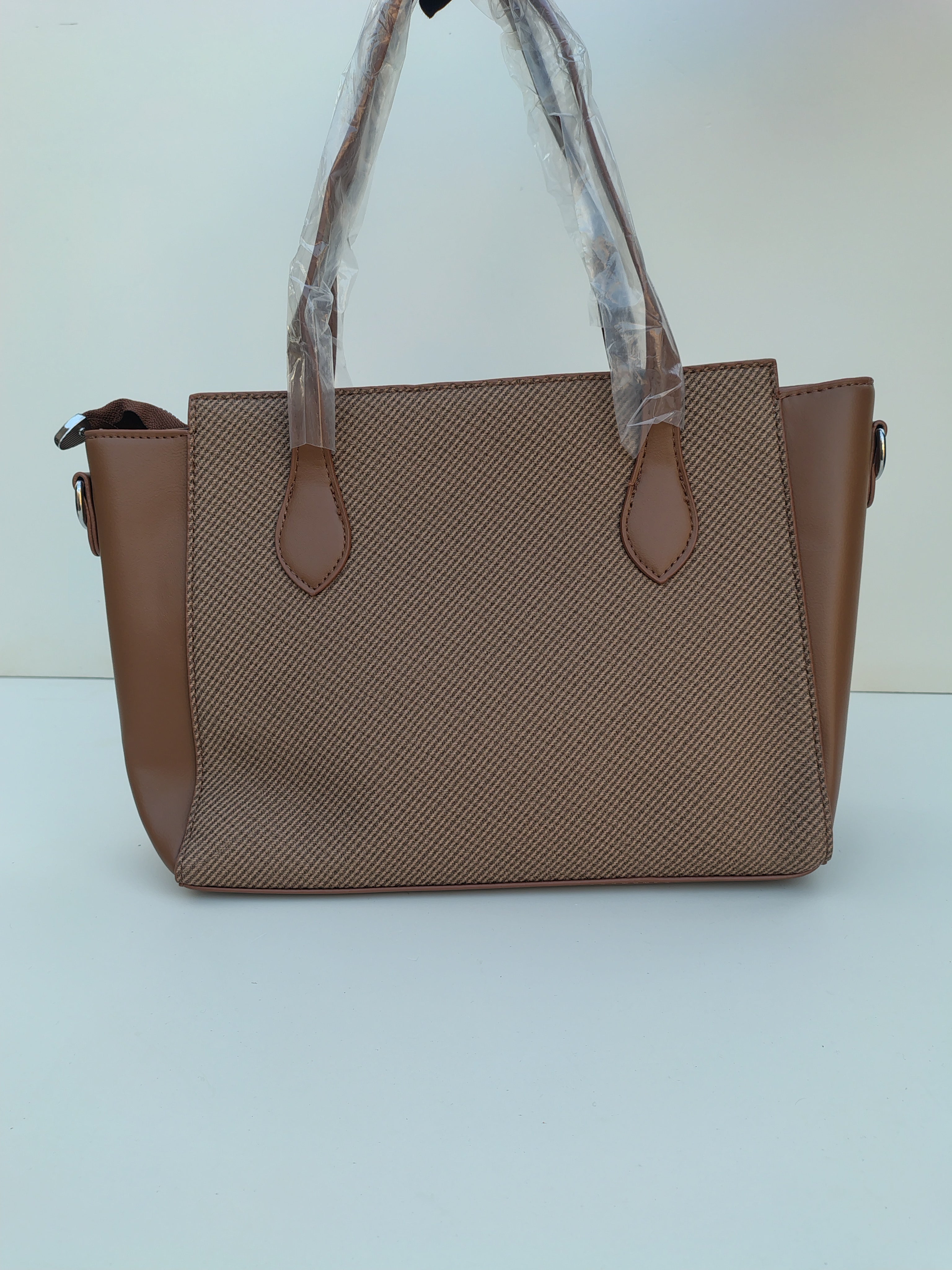 Coffee Brown Textured Tote Bag with Mini Charm – Premium Everyday Carry