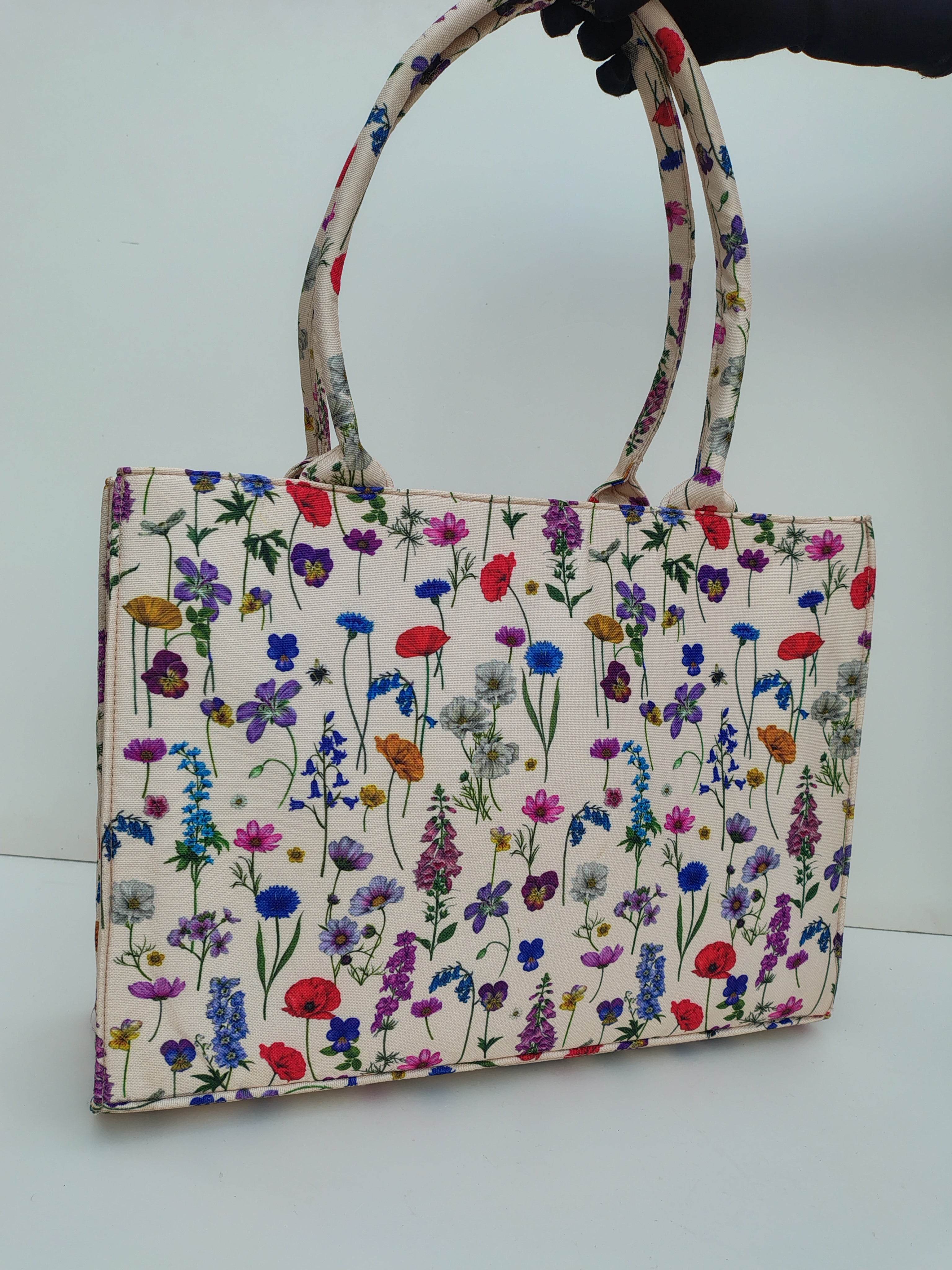 Hellebury Cream Wildflower Tote Bag – Elegant Eco Canvas Floral Shopper