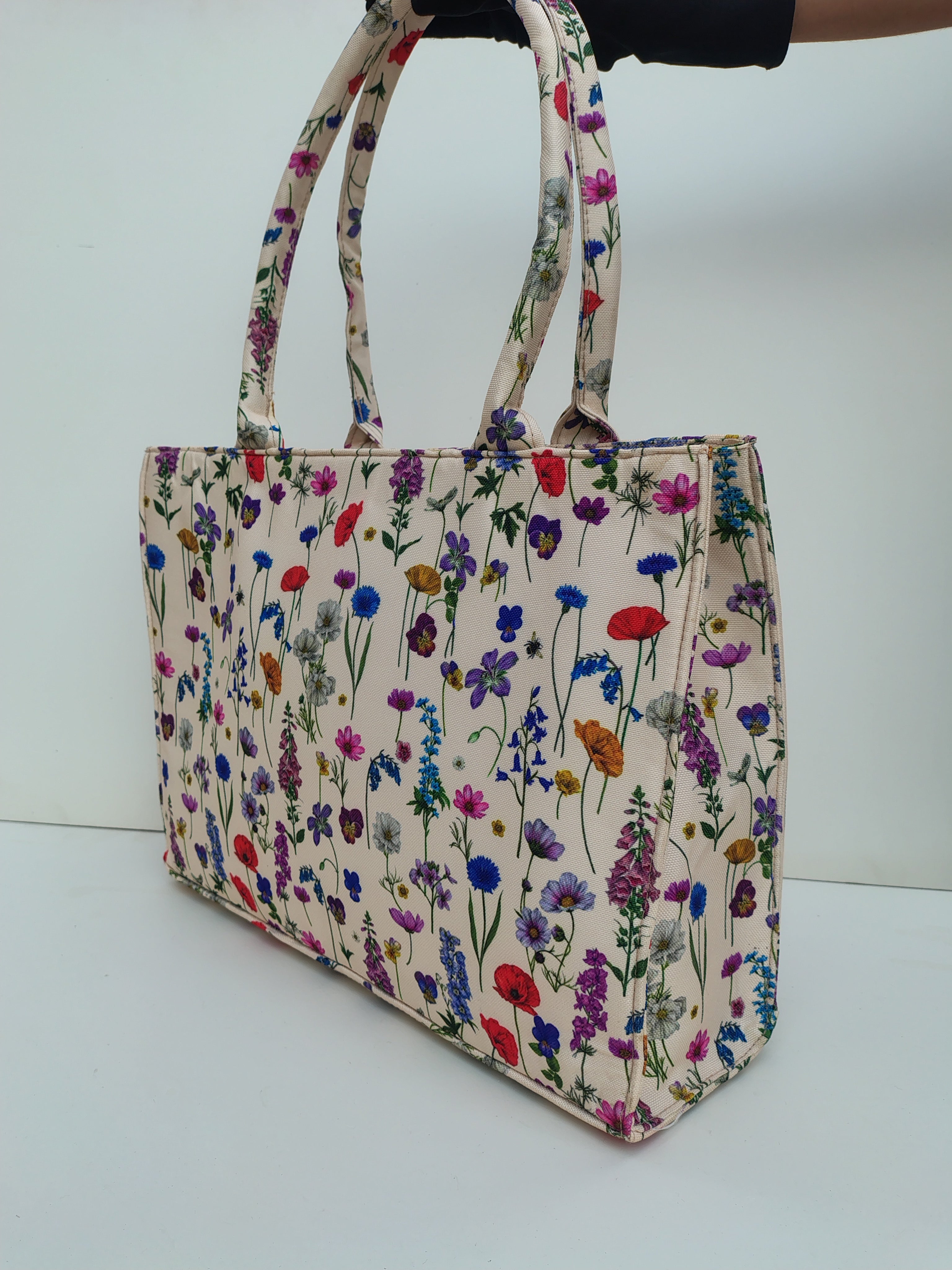 Hellebury Cream Wildflower Tote Bag – Elegant Eco Canvas Floral Shopper