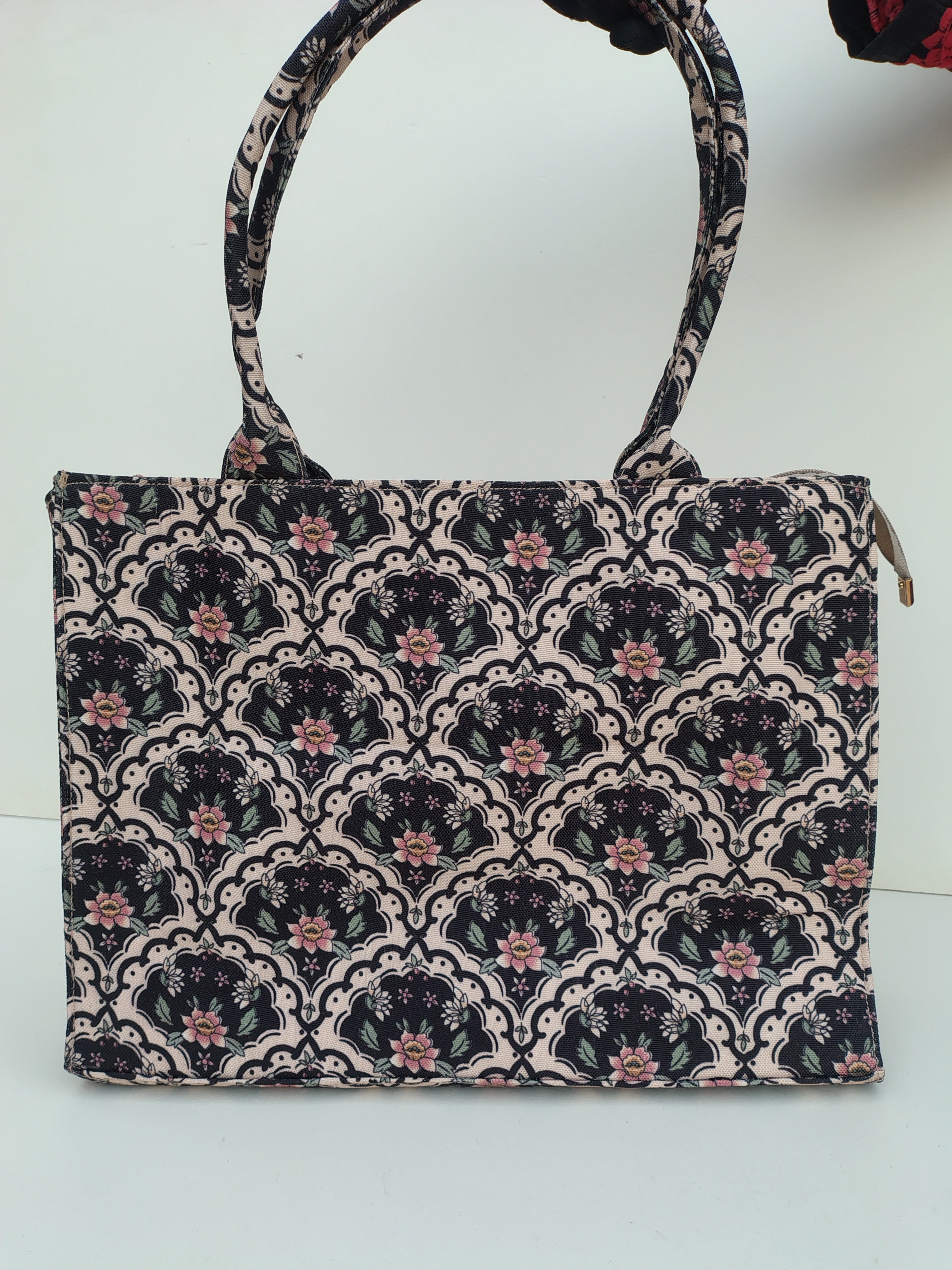 Hellebury Noir Blossom Tote Bag – Vintage Floral Pattern Canvas Handbag