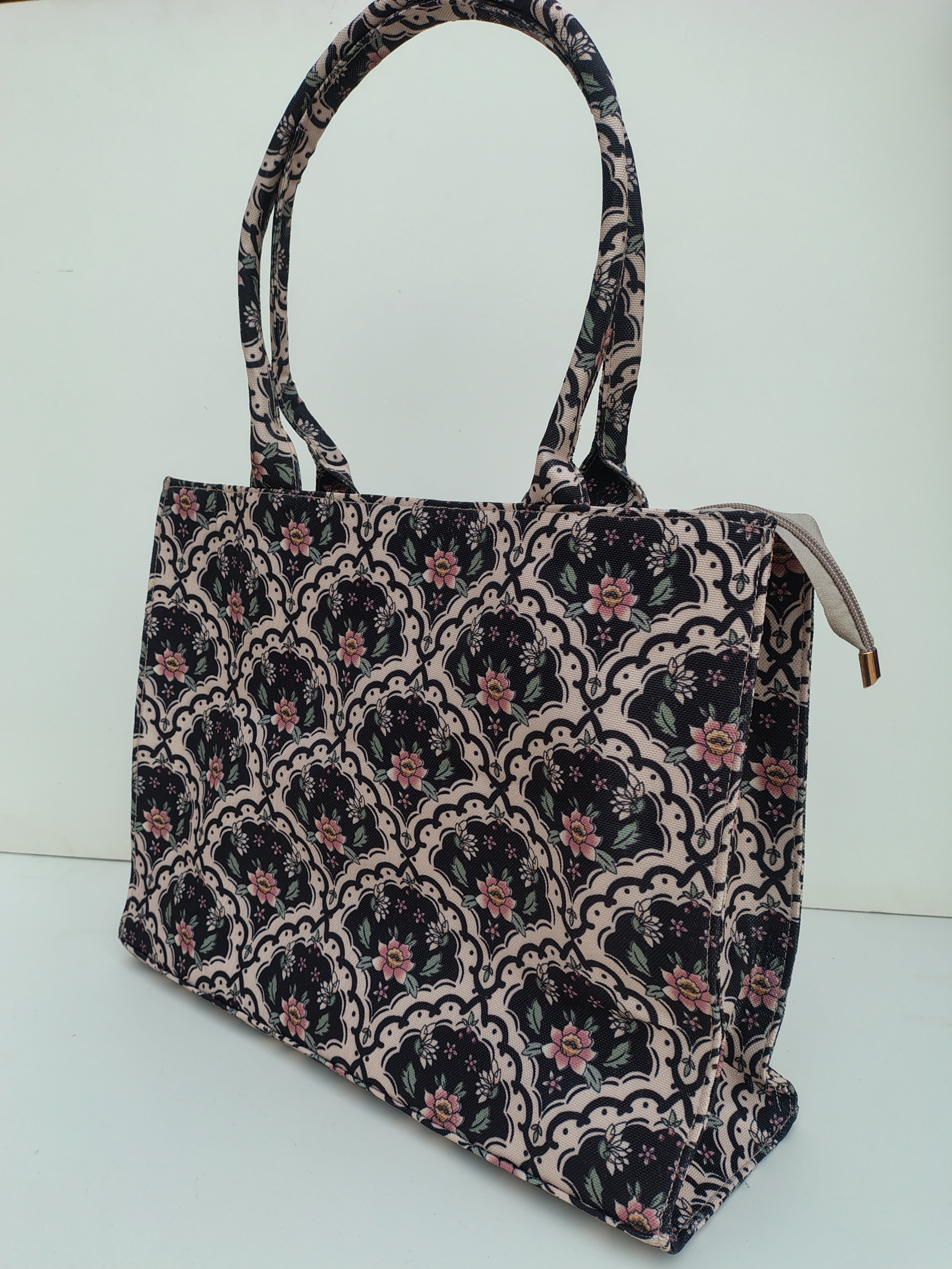Hellebury Noir Blossom Tote Bag – Vintage Floral Pattern Canvas Handbag
