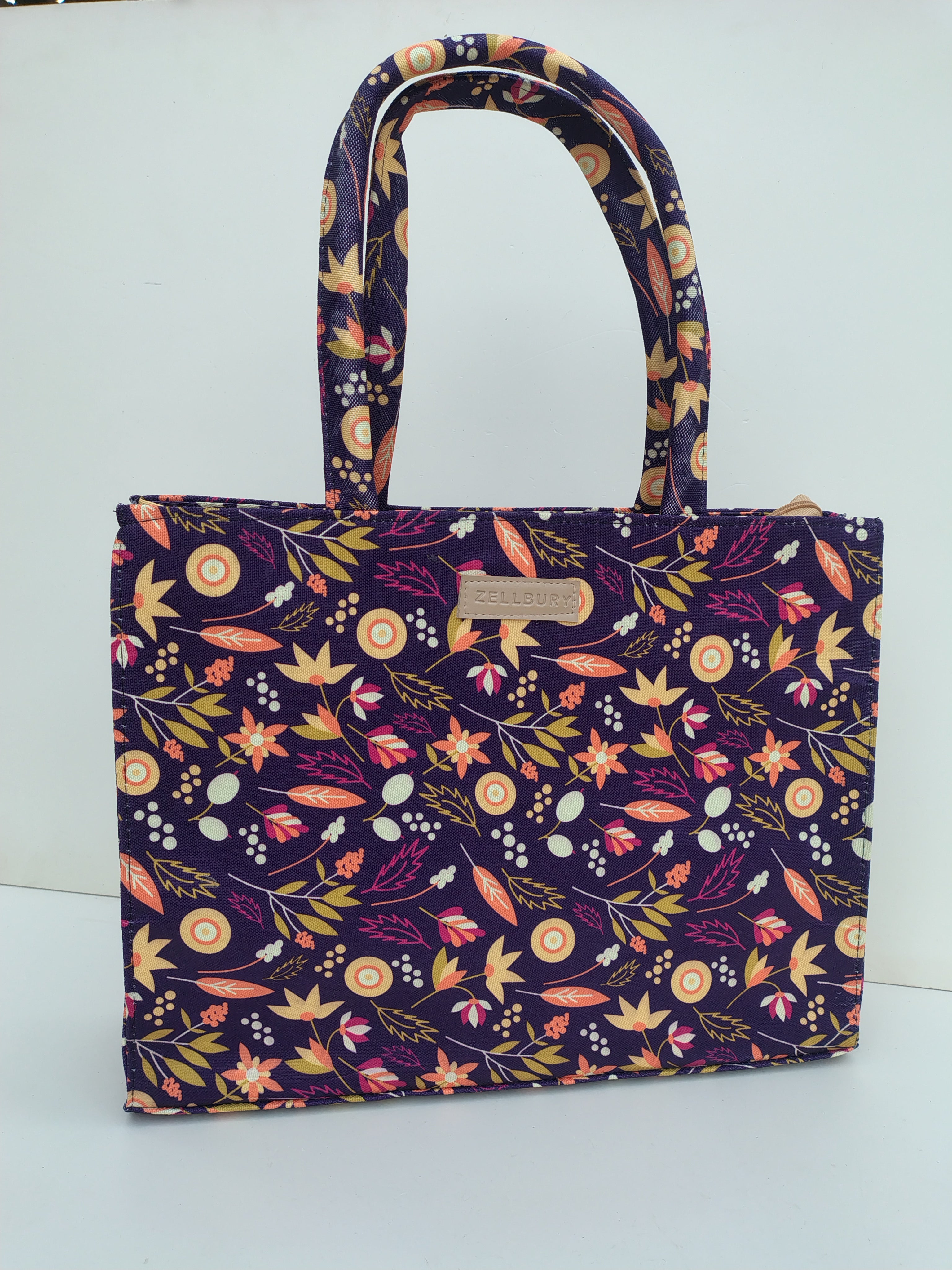 Hellebury Midnight Bloom Tote Bag – Navy Floral Canvas Handbag