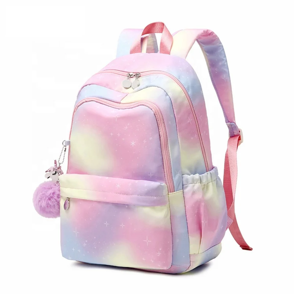 Pastel Rainbow Gradient Backpack – Lightweight Stylish School & Travel Bag for Girls/Women