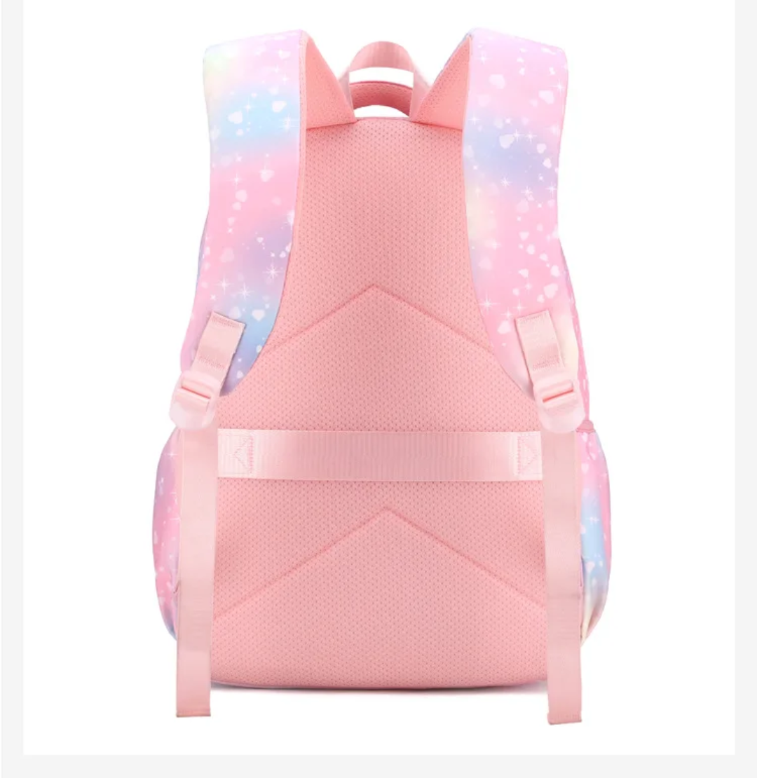 Pastel Rainbow Gradient Backpack – Lightweight Stylish School & Travel Bag for Girls/Women