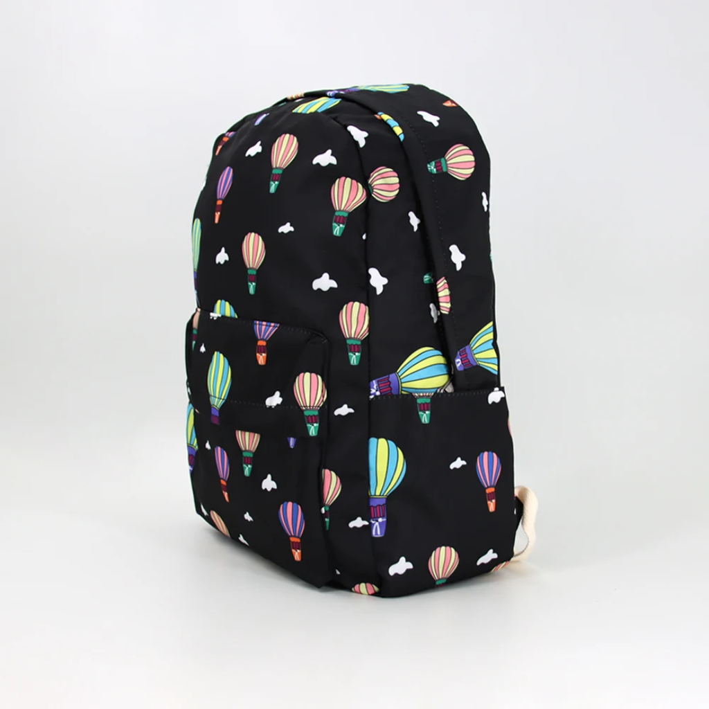 Colorful Hot Air Balloon Print Backpack – Multi-Compartment School, Travel & Casual Bag