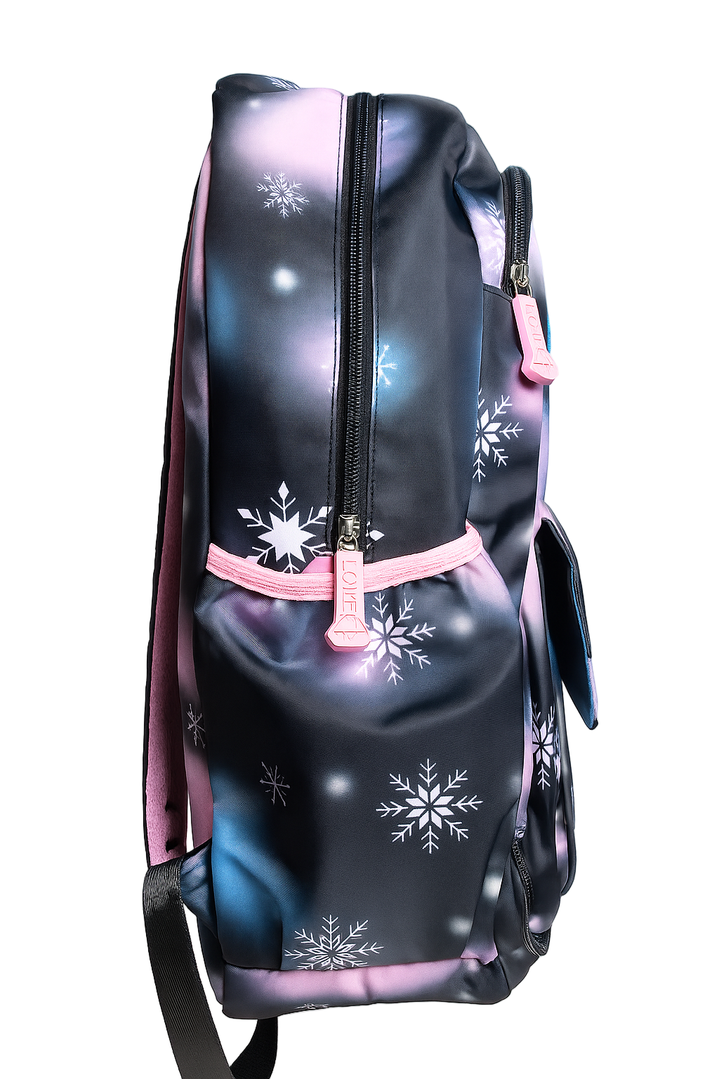 Happy Lucy Snowflake Print Backpack – Large Capacity School Bag, Multi-Pocket Travel Backpack for Kids, Teens & Adults