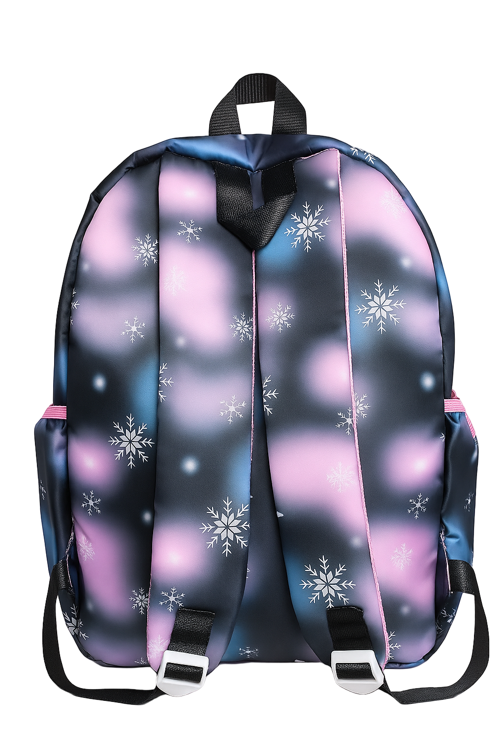 Happy Lucy Snowflake Print Backpack – Large Capacity School Bag, Multi-Pocket Travel Backpack for Kids, Teens & Adults