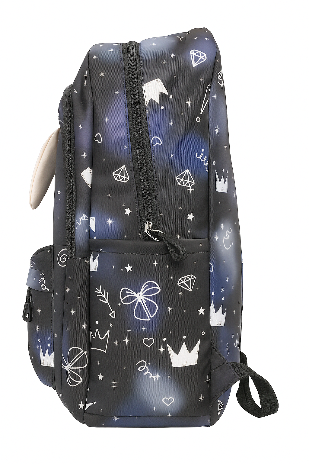 Cute Bunny Ears Galaxy Print Backpack – Stylish Multi-Compartment School & Travel Bag
