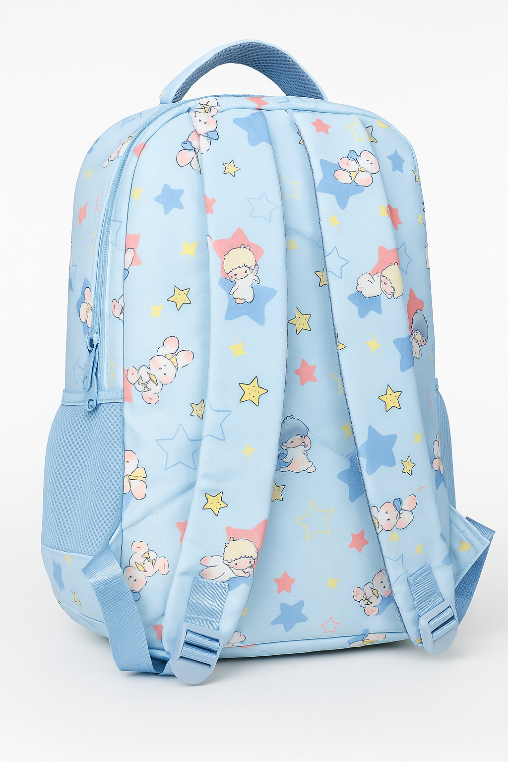 Cloudy Cartoon Print Backpack with Mini Pouch – Large Capacity School & Travel Bag for Kids and Teens