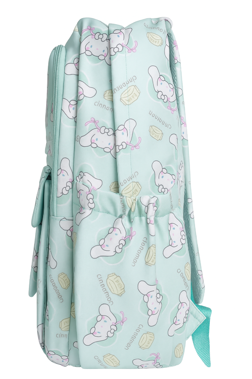 Mint Green Cartoon Print Backpack – Cute Multi-Pocket School & Casual Travel Bag