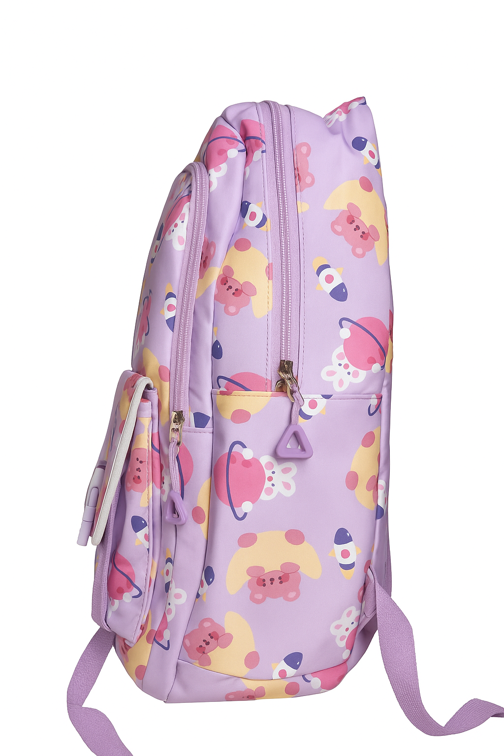 3D Teddy Face Backpack – Cute Cartoon Bear Print School & Travel Bag (Beige, Green, Black)