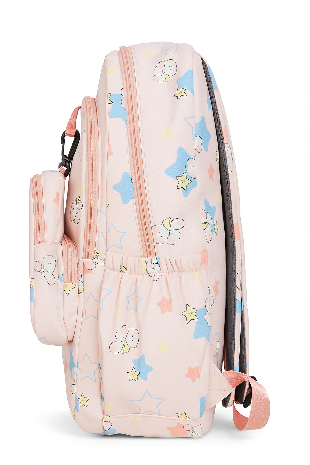 Clouds Pink Cartoon Print Backpack with Mini Pouch – Large Capacity School & Travel Bag for Girls and Teens