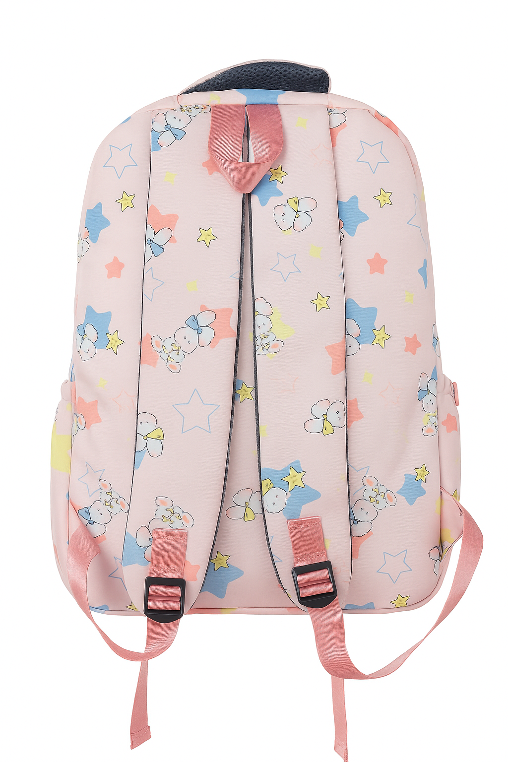 Clouds Pink Cartoon Print Backpack with Mini Pouch – Large Capacity School & Travel Bag for Girls and Teens
