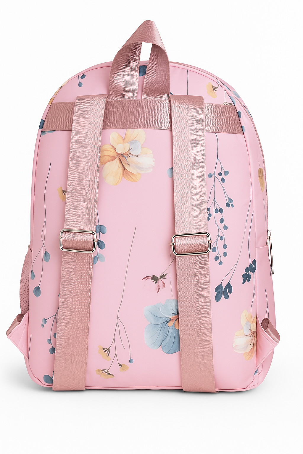 Cute Cartoon & Floral Print Backpack with Pom-Pom Charm – Multi-Compartment School & Travel Bag