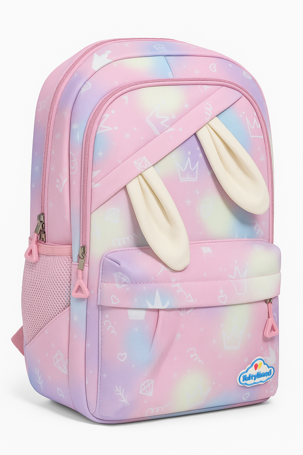 Fairyland Pastel Bunny Backpack – Cute Girls School Bag with Bunny Ear Design, Large Capacity Travel & Casual Use