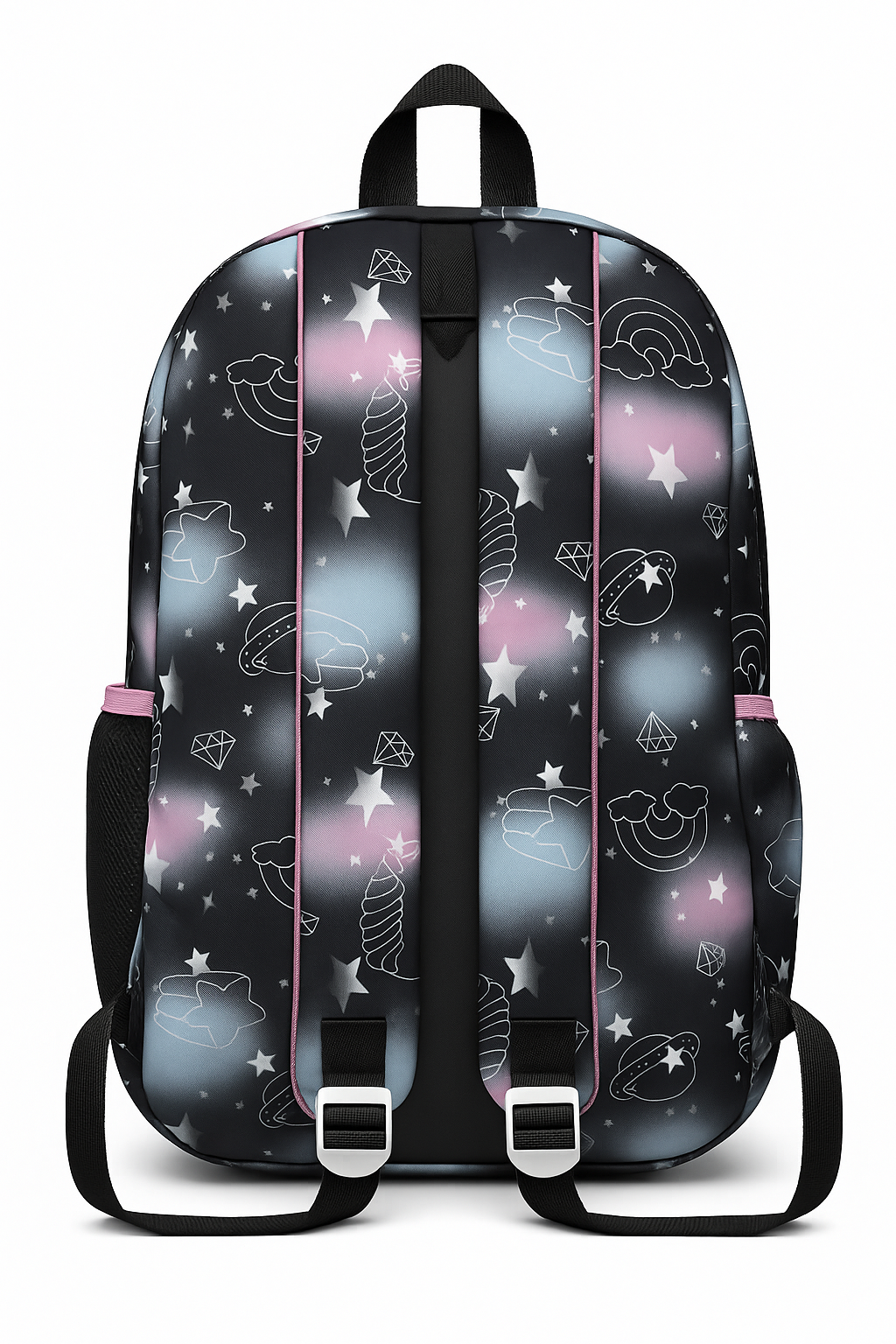Smile Luly Galaxy Print Backpack – Large Capacity School & Travel Bag with Multi-Pockets for Kids, Teens, and Adults