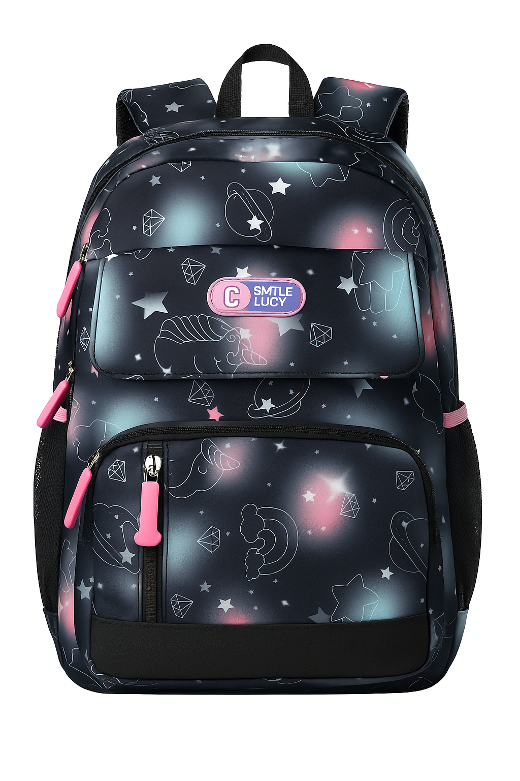 Smile Luly Galaxy Print Backpack – Large Capacity School & Travel Bag with Multi-Pockets for Kids, Teens, and Adults