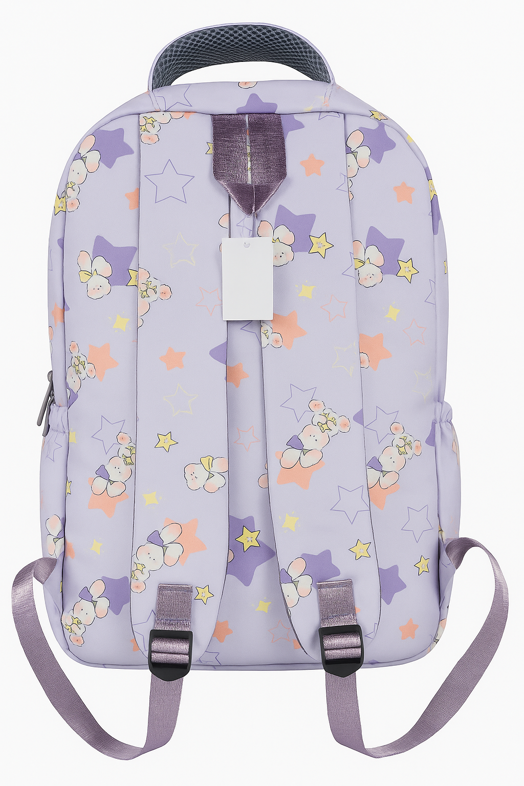 Clovy Purple Cartoon Print Backpack with Mini Pouch – Large Capacity School & Travel Bag for Kids and Teens