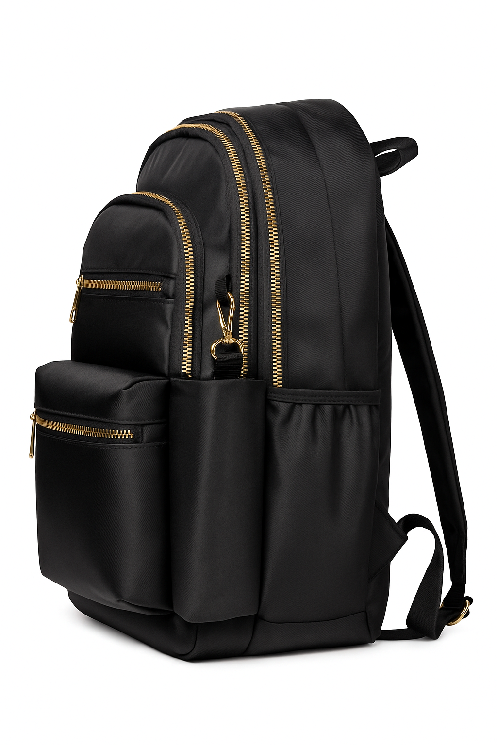 Luxury Black Backpack with Gold Zippers – Quilted Laptop, College & Travel Shoulder Bag for Women
