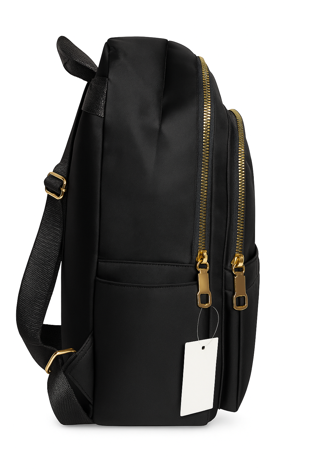 Luxury Black Backpack with Gold Zippers – Quilted Laptop, College & Travel Shoulder Bag for Women