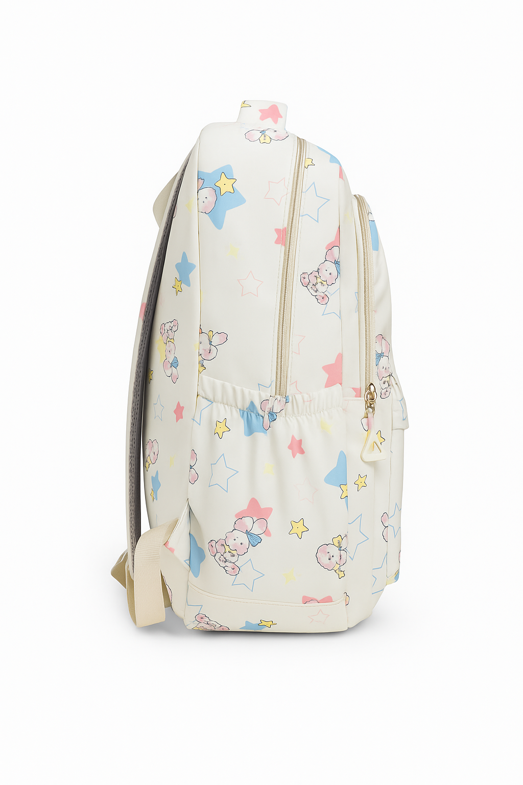 Clouds Cream Starry Print Backpack with Mini Pouch – Stylish School & College Bag for Kids and Teens