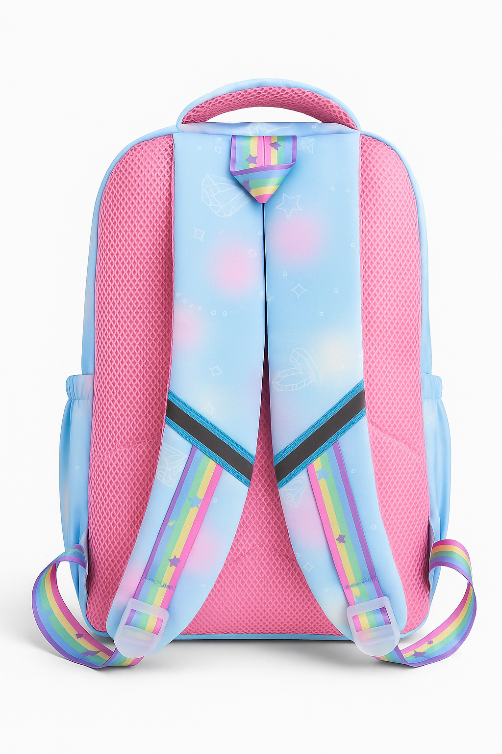 Trendy Gradient School Backpack for Girls | Cute Unicorn Style Bag with Pom Pom Keychain
