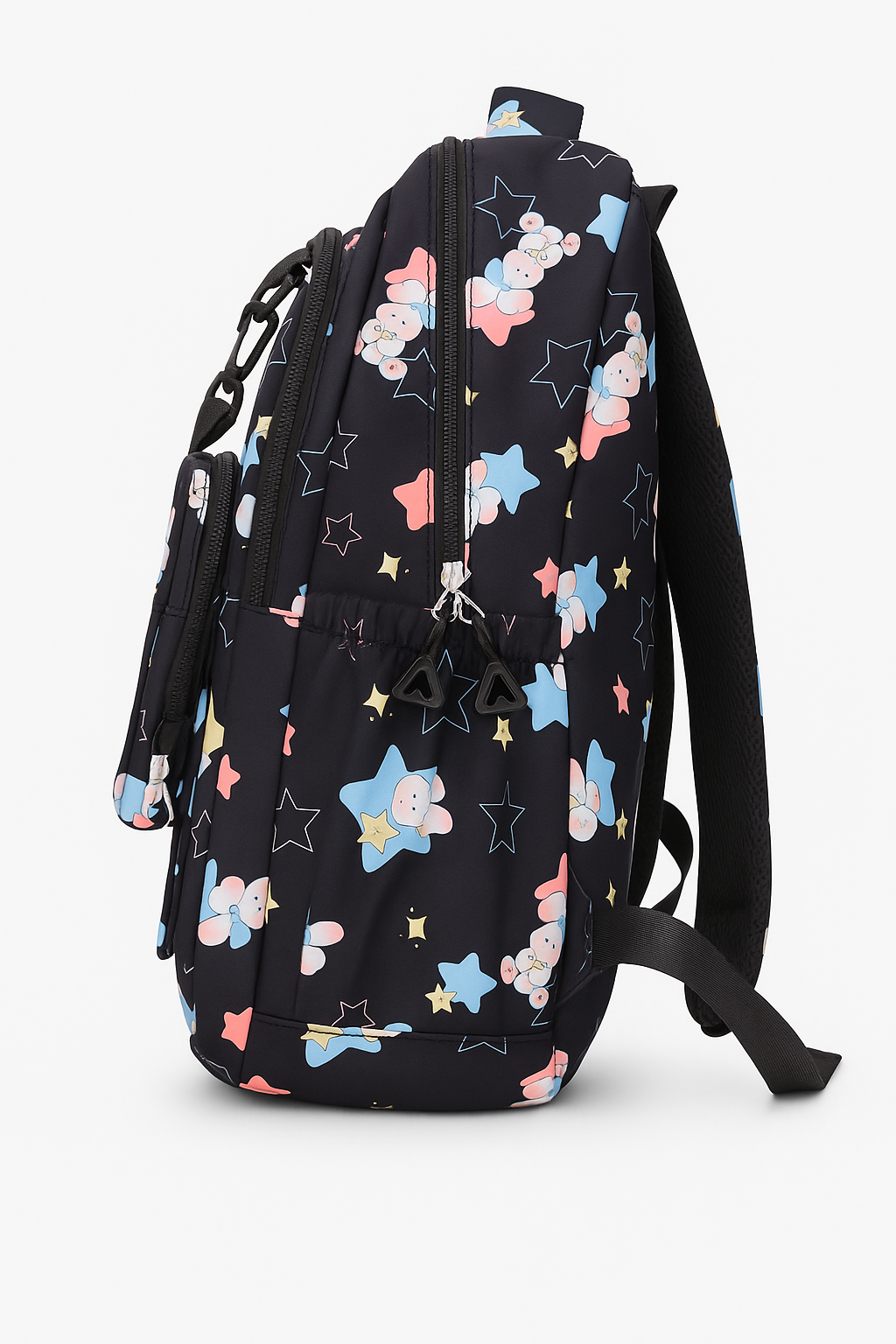 Clouds Starry Night Print Backpack with Mini Pouch – Spacious School & College Bag for Kids and Teens