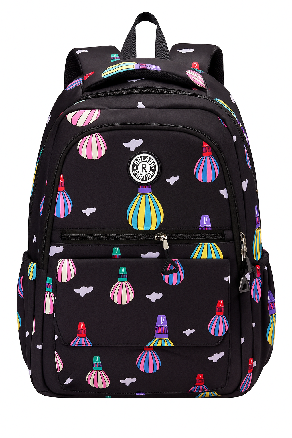 Colorful Hot Air Balloon Print Backpack – Multi-Compartment School, Travel & Casual Bag