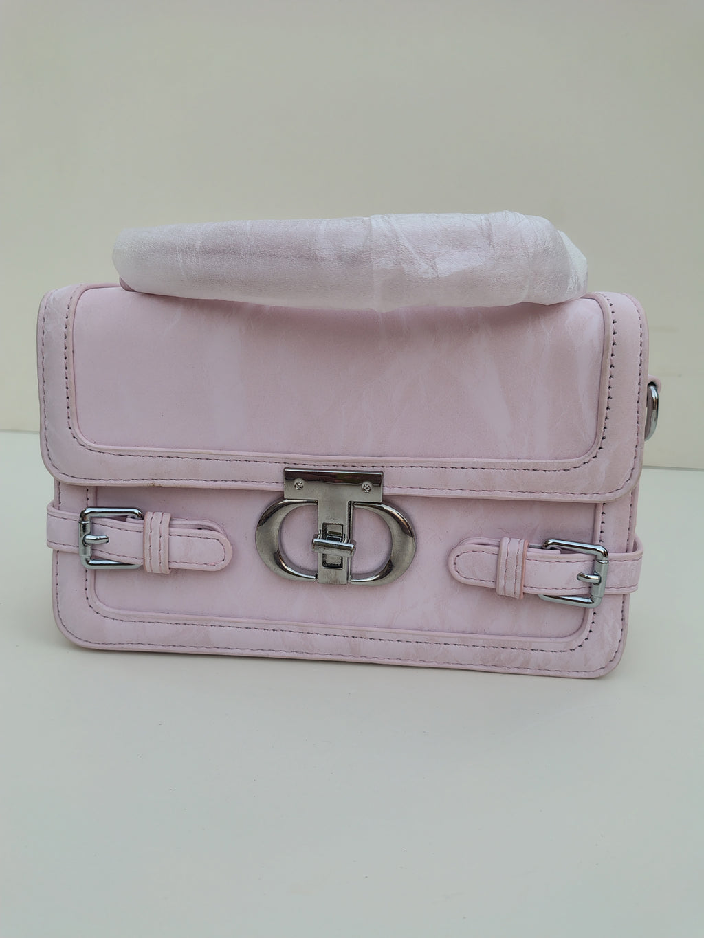 Blush Pink Buckle Handbag – Structured Mini Satchel
