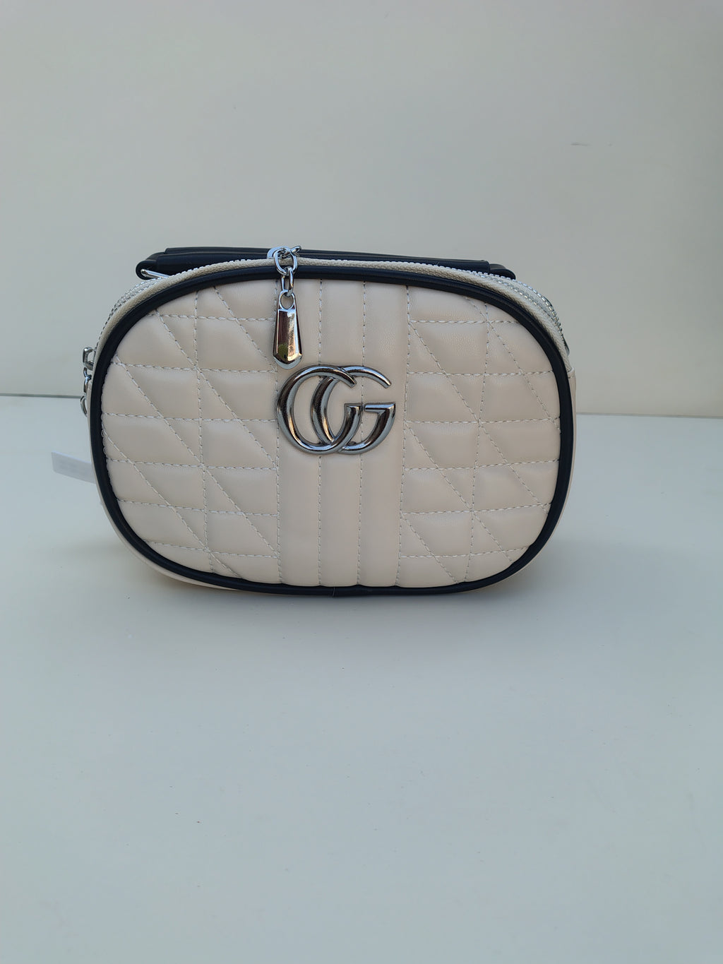 Cream Quilted Crossbody Bag – GG Design with Plush Charm