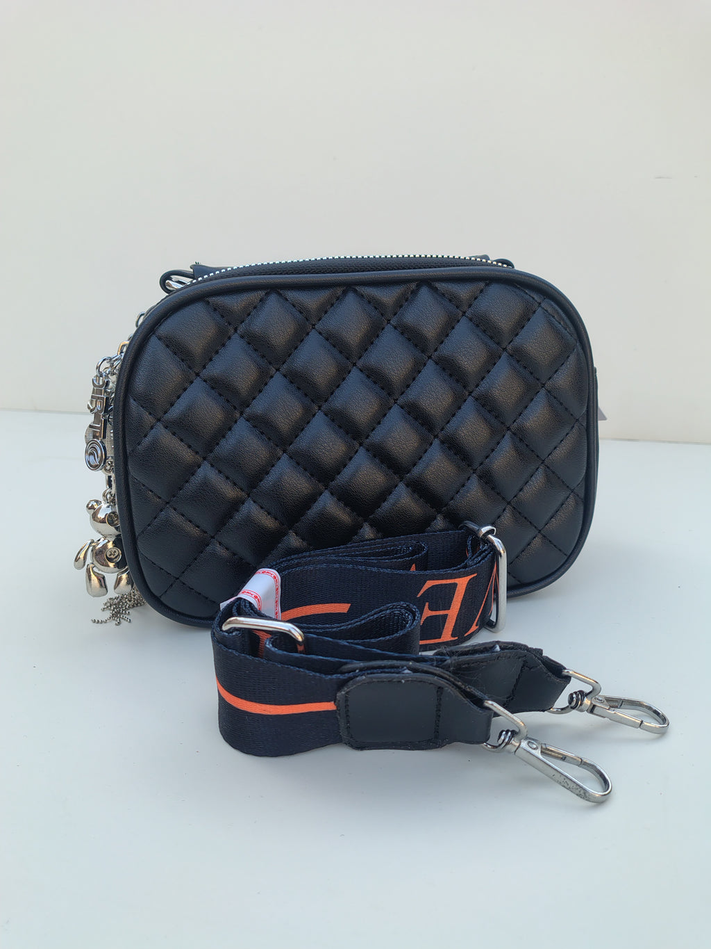 Black Quilted Mini Handbag – Chain Tassel Crossbody
