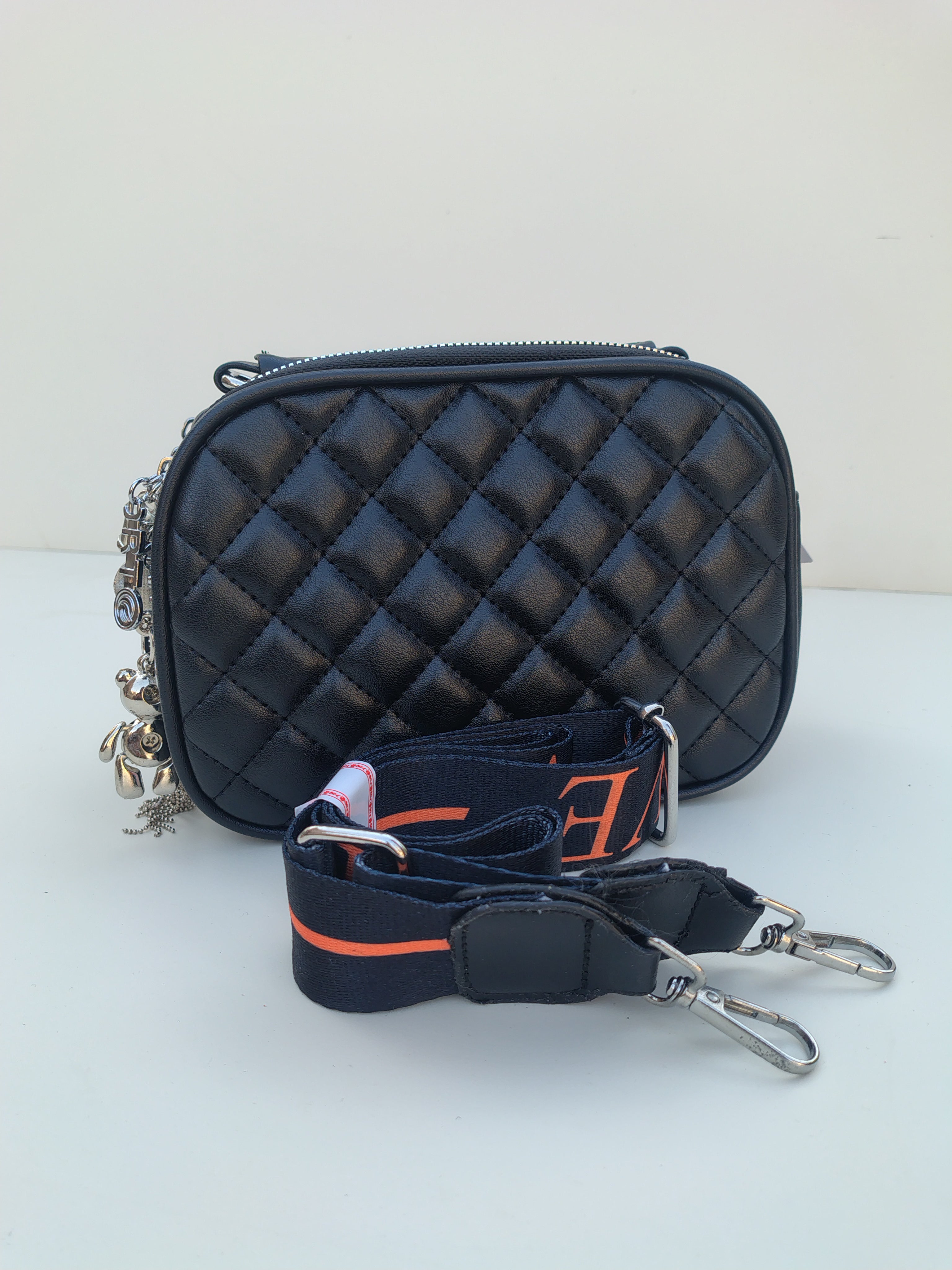 Black Quilted Mini Handbag – Chain Tassel Crossbody