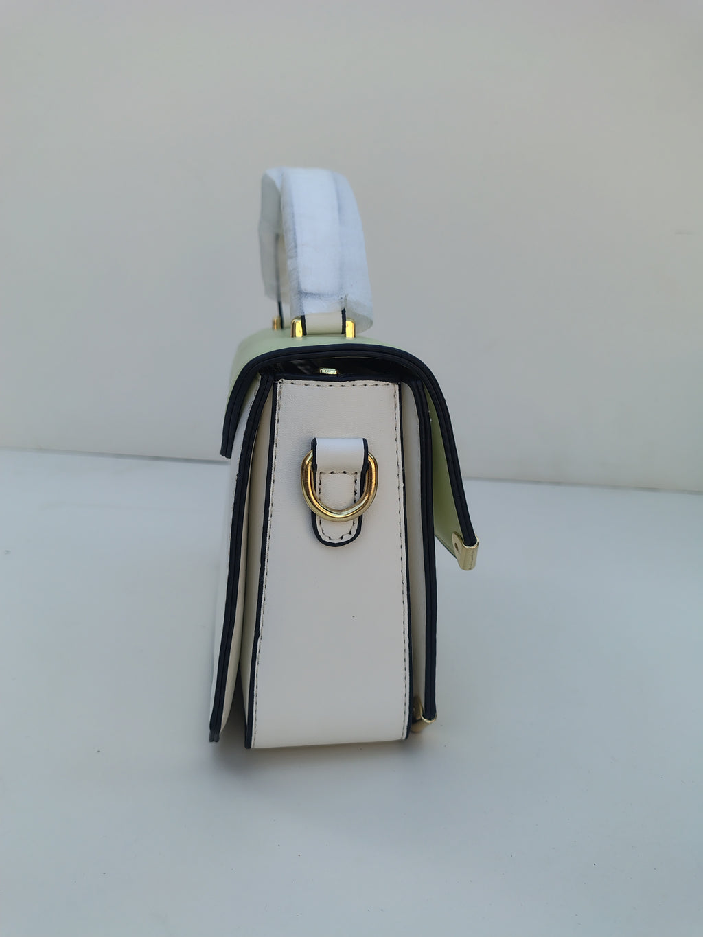 Mint Green & White Handbag – Gold Detail with Designer Strap