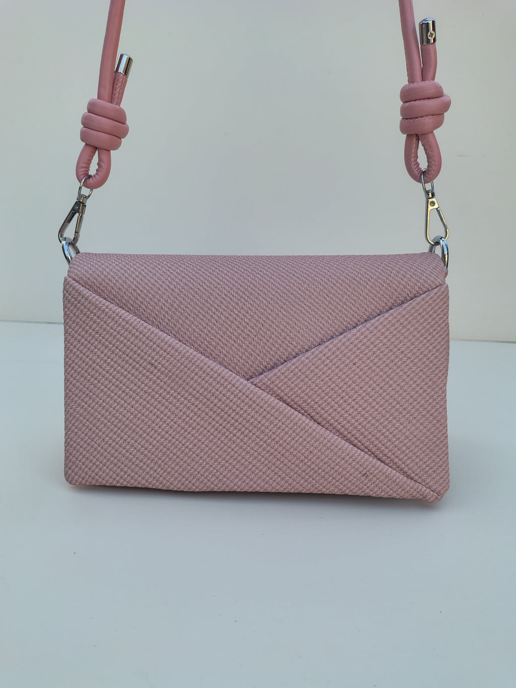 Blush Pink Textured Crossbody Bag – Minimal Chic Design
