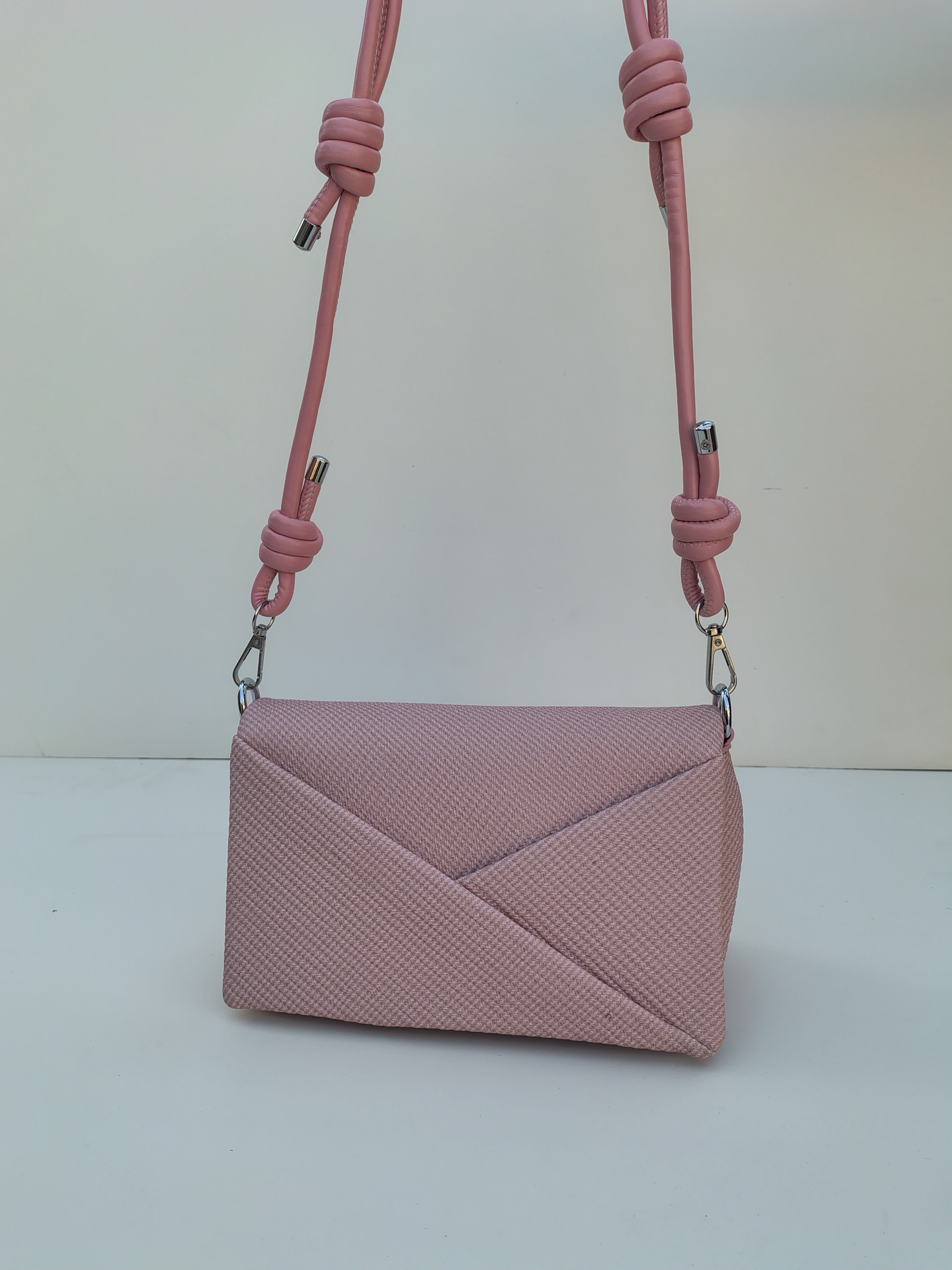 Blush Pink Textured Crossbody Bag – Minimal Chic Design