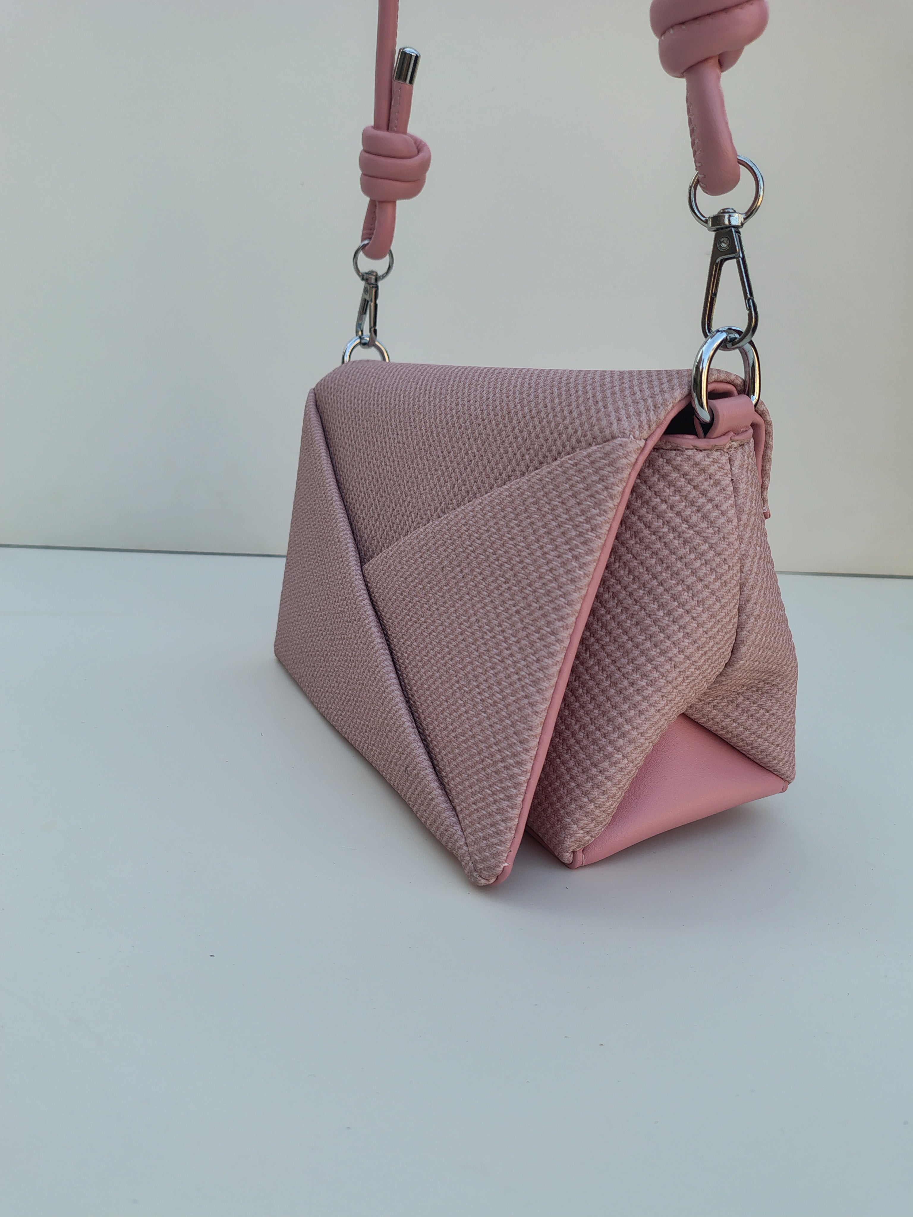 Blush Pink Textured Crossbody Bag – Minimal Chic Design