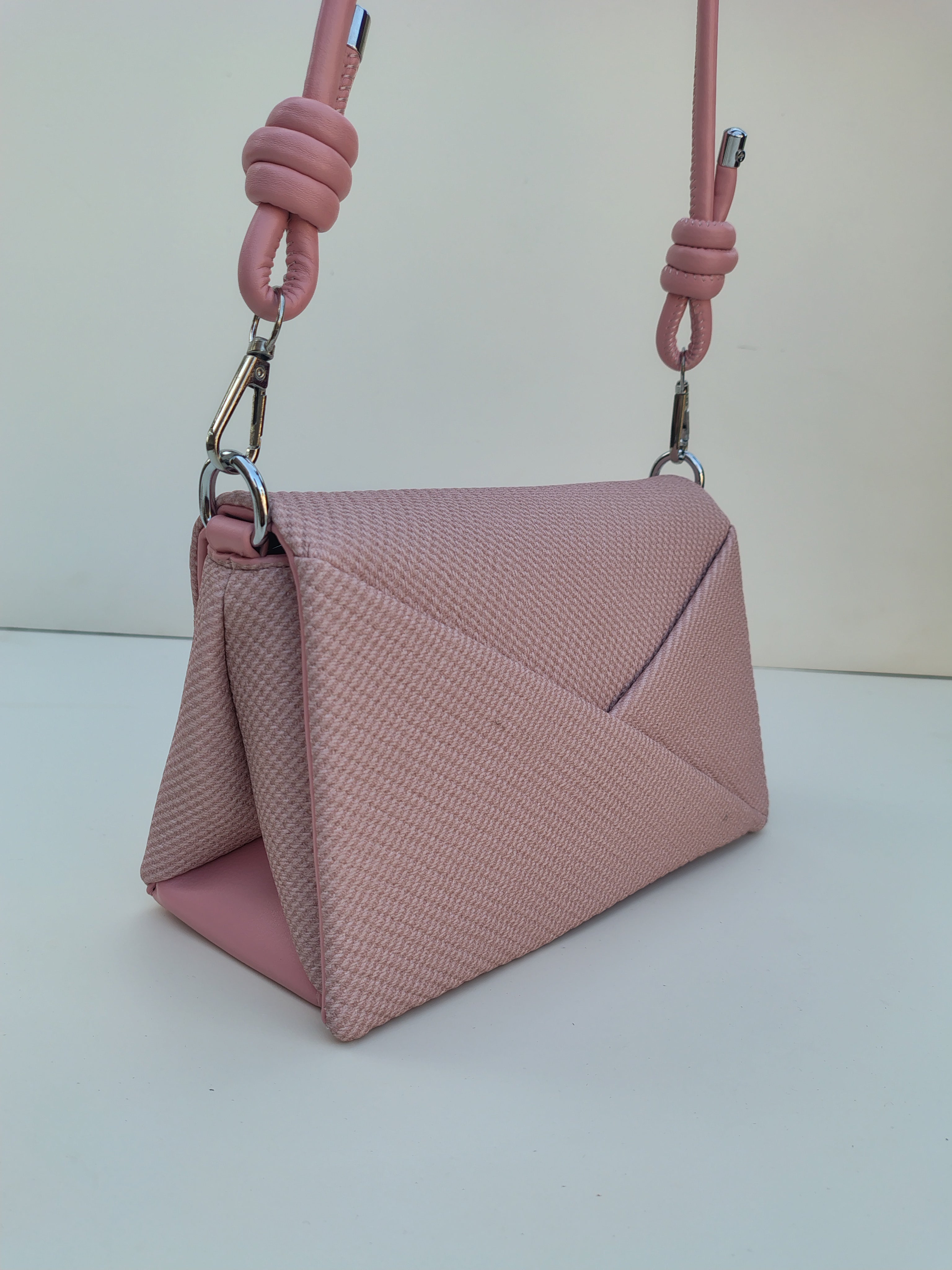 Blush Pink Textured Crossbody Bag – Minimal Chic Design