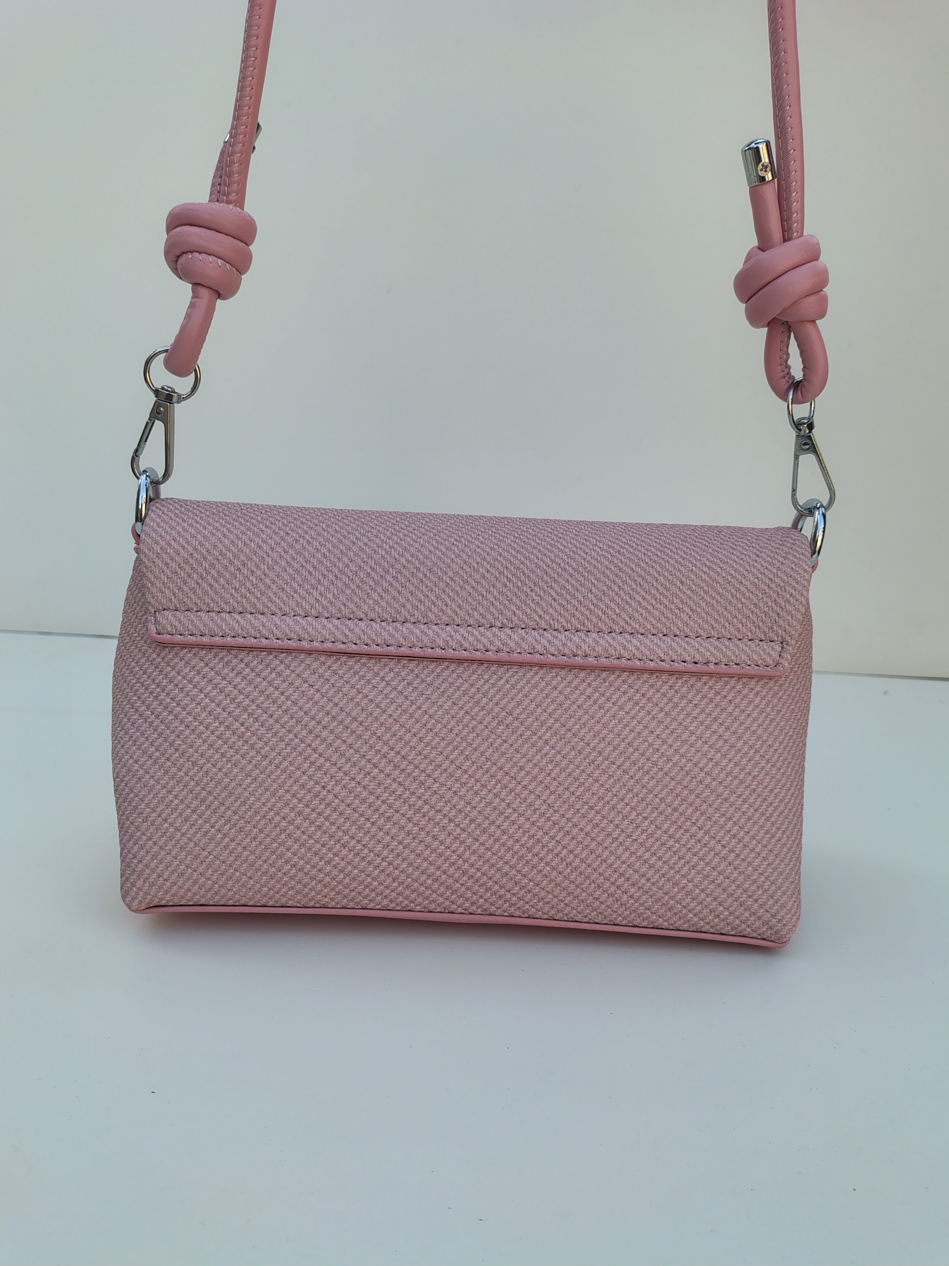 Blush Pink Textured Crossbody Bag – Minimal Chic Design