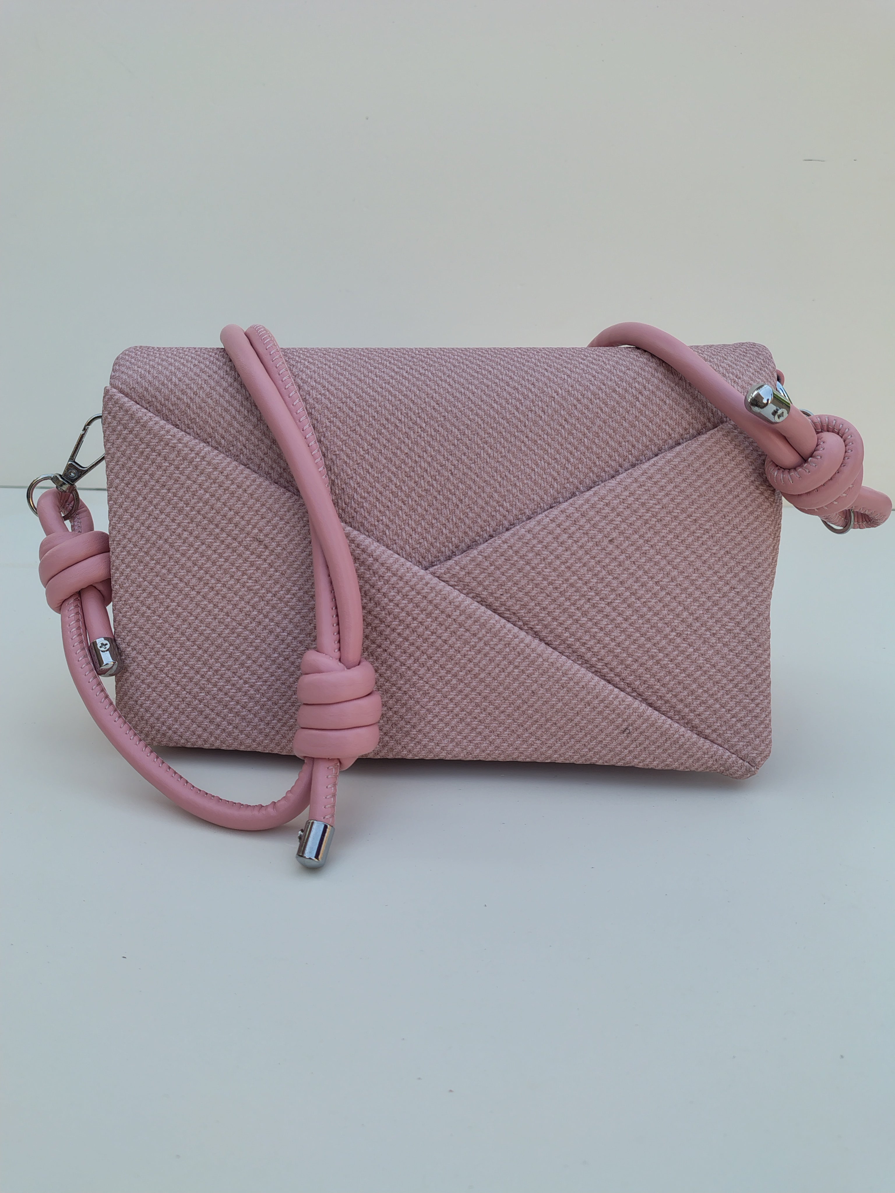 Blush Pink Textured Crossbody Bag – Minimal Chic Design