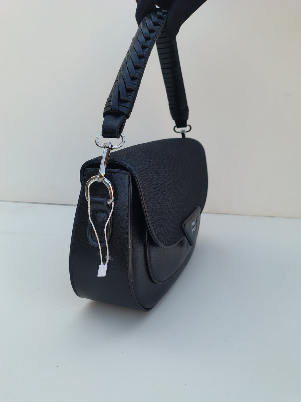 Black Shoulder Handbag – MinMin Design with Textured Flap