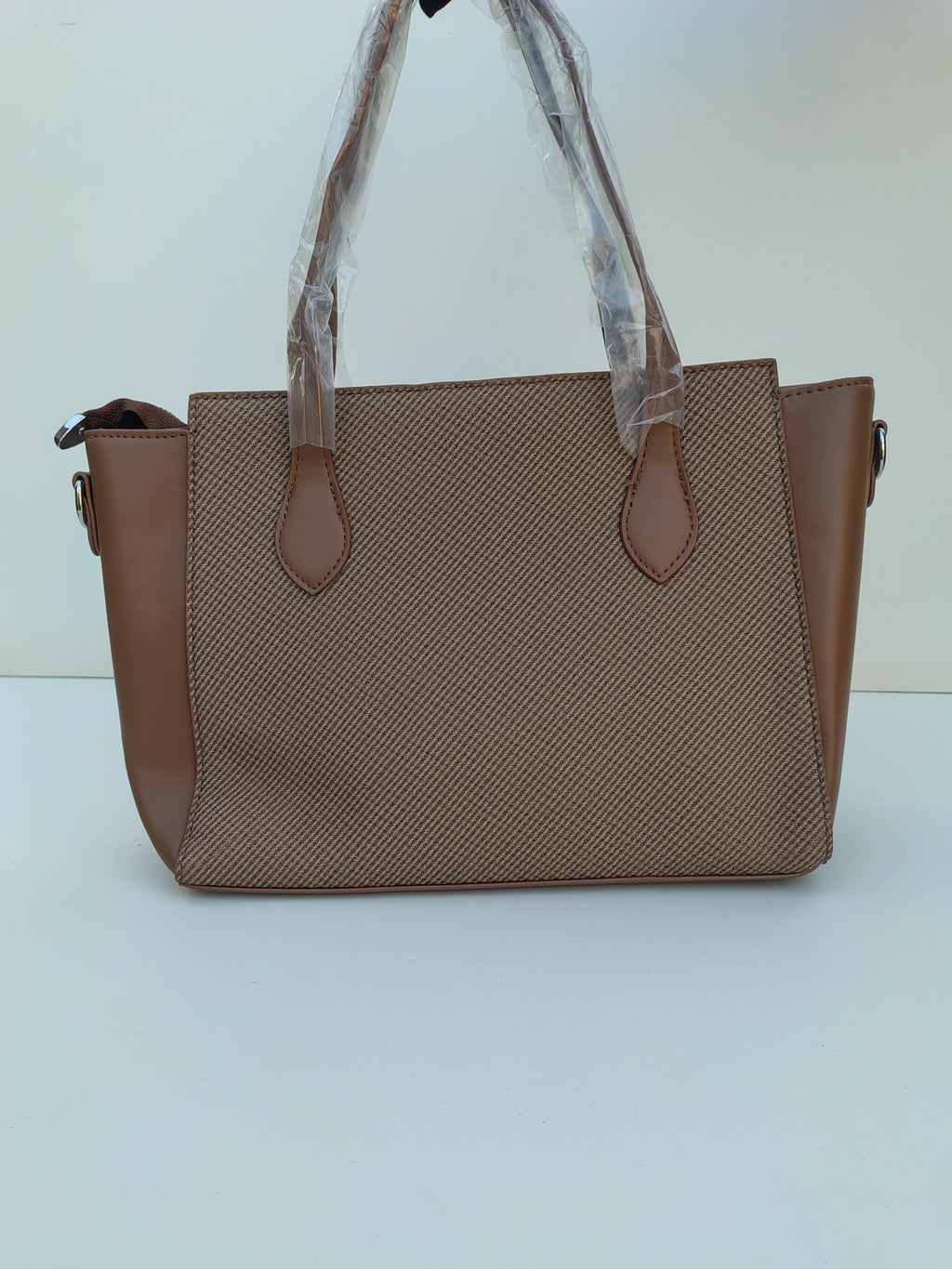 Coffee Brown Textured Tote Bag with Mini Charm – Premium Everyday Carry