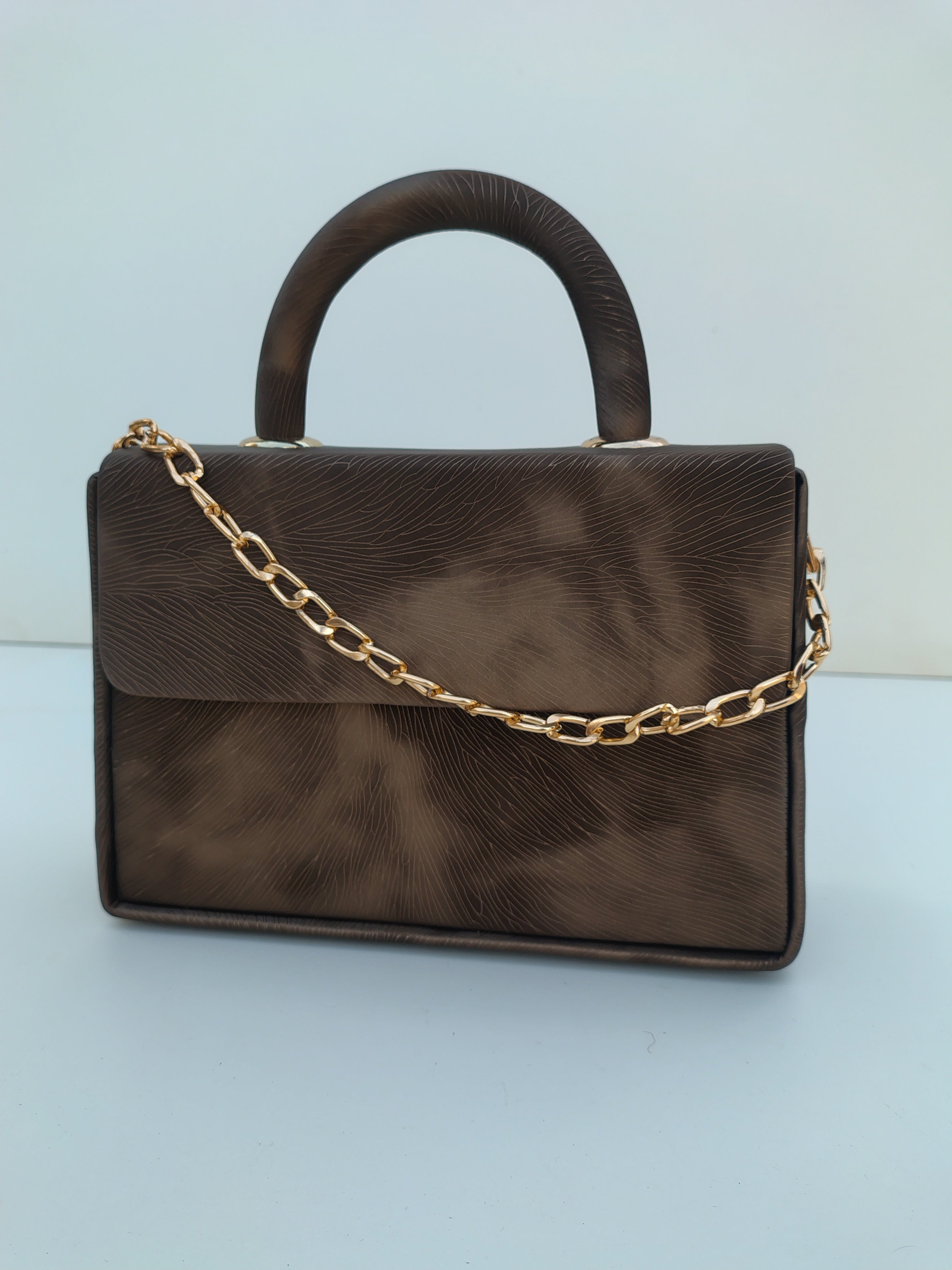 Coffee Brown Luxury Handbag – Plush Charm Edition