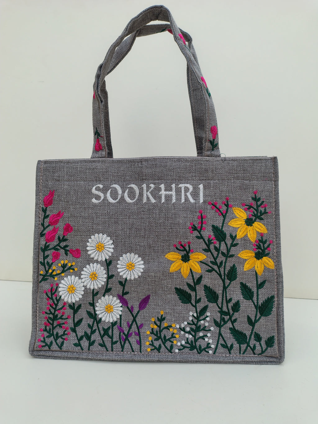 SOOKHRI Embroidered Floral Tote Bag – Handcrafted Canvas Elegance