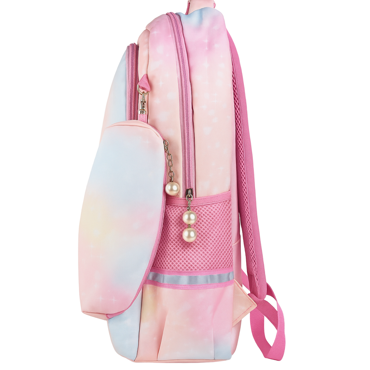Cute Pink Heart Pattern Backpack – Stylish & Spacious School/College Bag